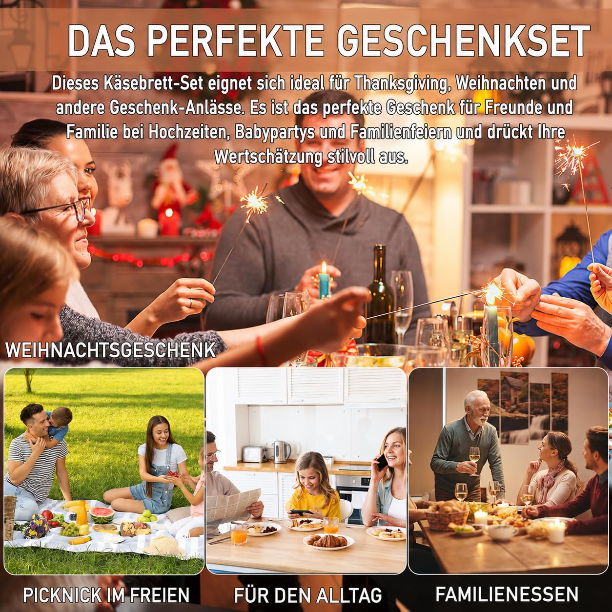 12er Set Akazienholz Schneidebretter mit Griff, 22 x 15 cm Kleine Holz Servierbretter, Holz Pizza Bretter Küchenbrett Schneiden & Servieren Frühstücksbrettchen für Käse Fleisch Brot Obst