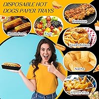Vista 3 de Yeaqee 100 bandejas de papel de 7 pulgadas desechables para perros calientes, alimentos, nachos, botes para perros calientes, platos de comida Negro