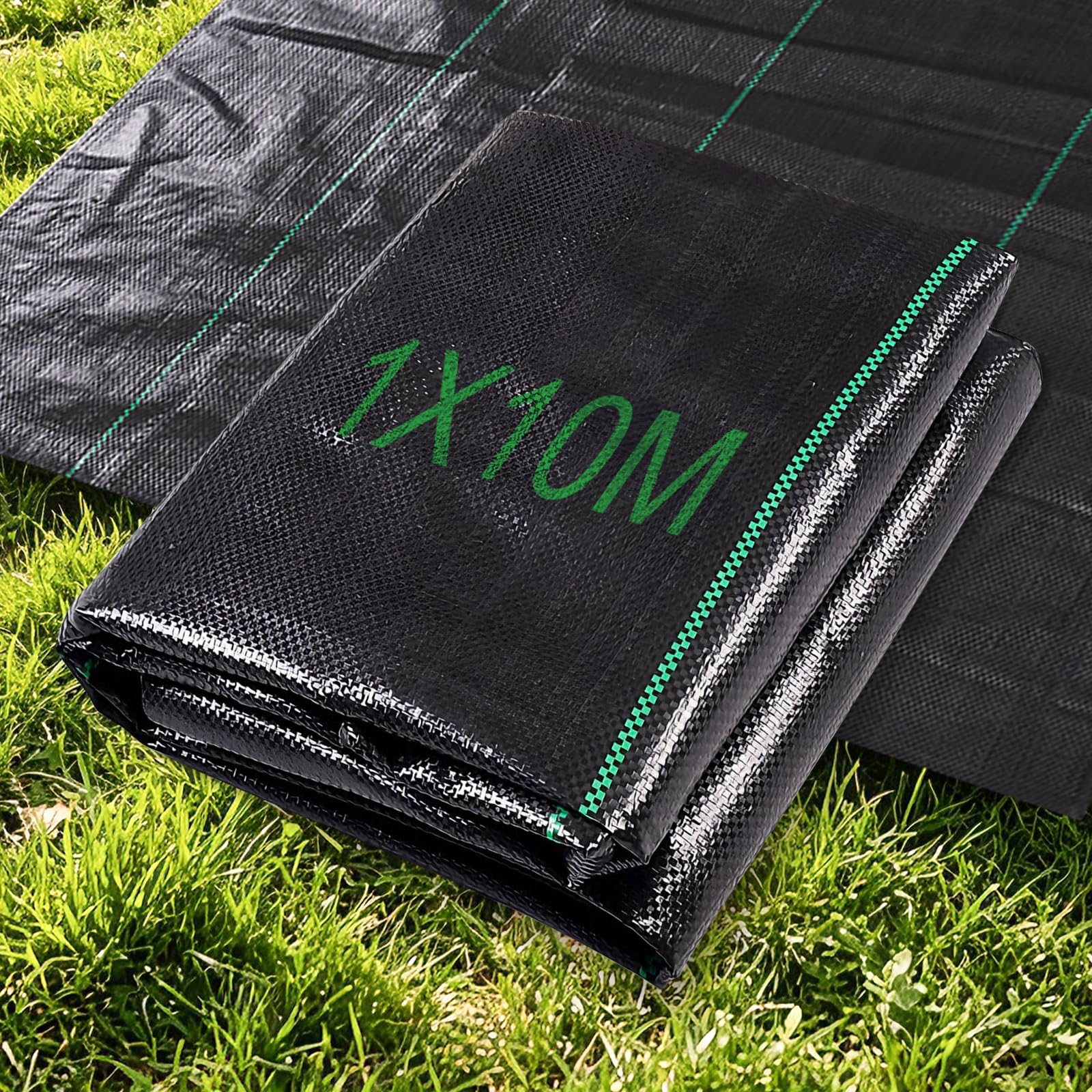 lmytdo Weed Membrane, 1Mx10M Heavy Duty Weed Control Membrane, Weed Control Fabric, Ground Cover, UV Stabilised Weed Barrier Fabric for Patios Gravel Garden Flower Beds Landscaping