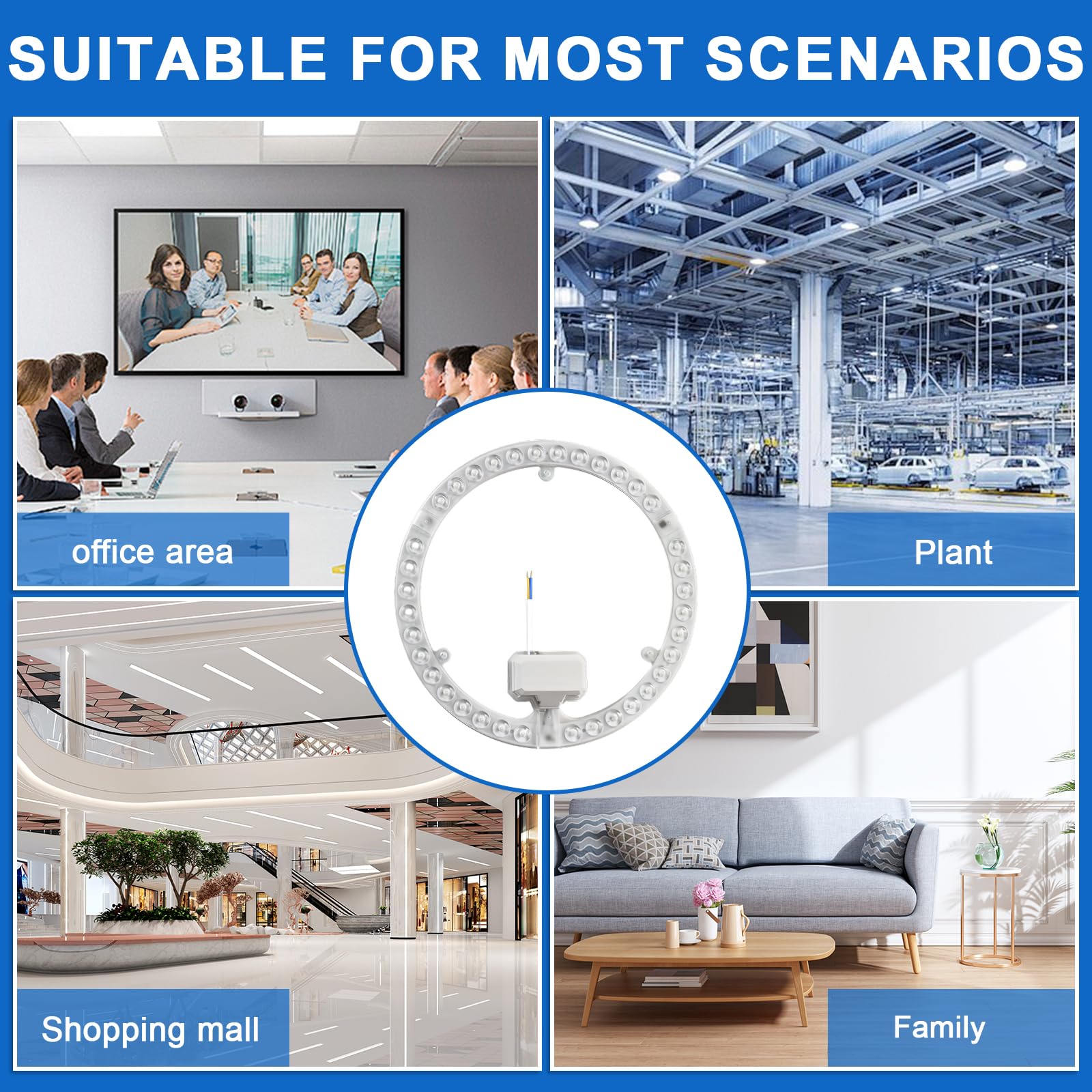 Kit di conversione LED da 36 W con modulo ad anello Lampada ad anello Ø23 cm bianca Scheda di conversione 6500K per plafoniere da 2 moduli da soffitto