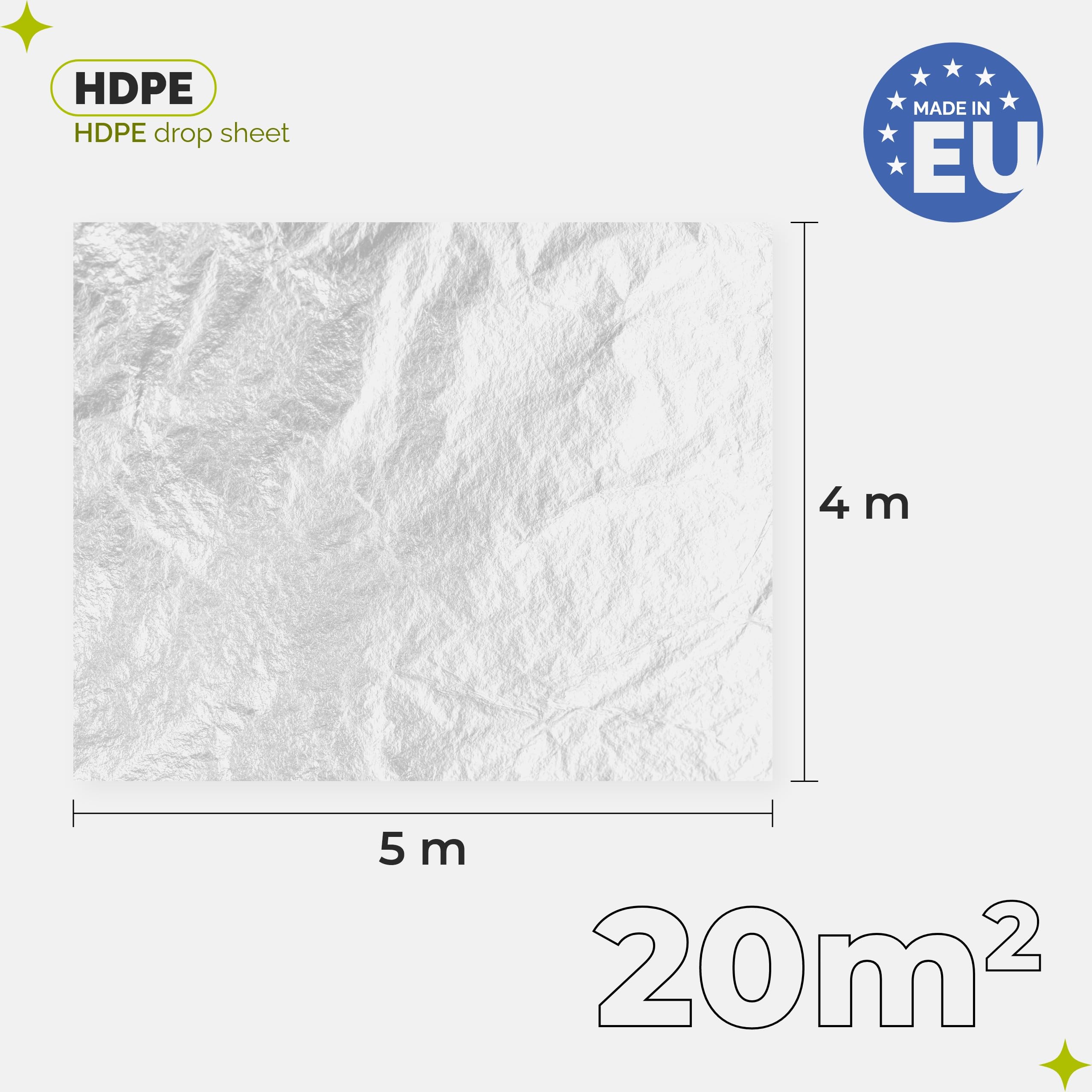 Garronda Telo per Imbiancare 4x5 m, 6 pezzi, Multiuso Teli per imbiancare HDPE 5 micron, Telo copritutto da esterno per pittura e lavori, trasparente, coperture, GD-0166