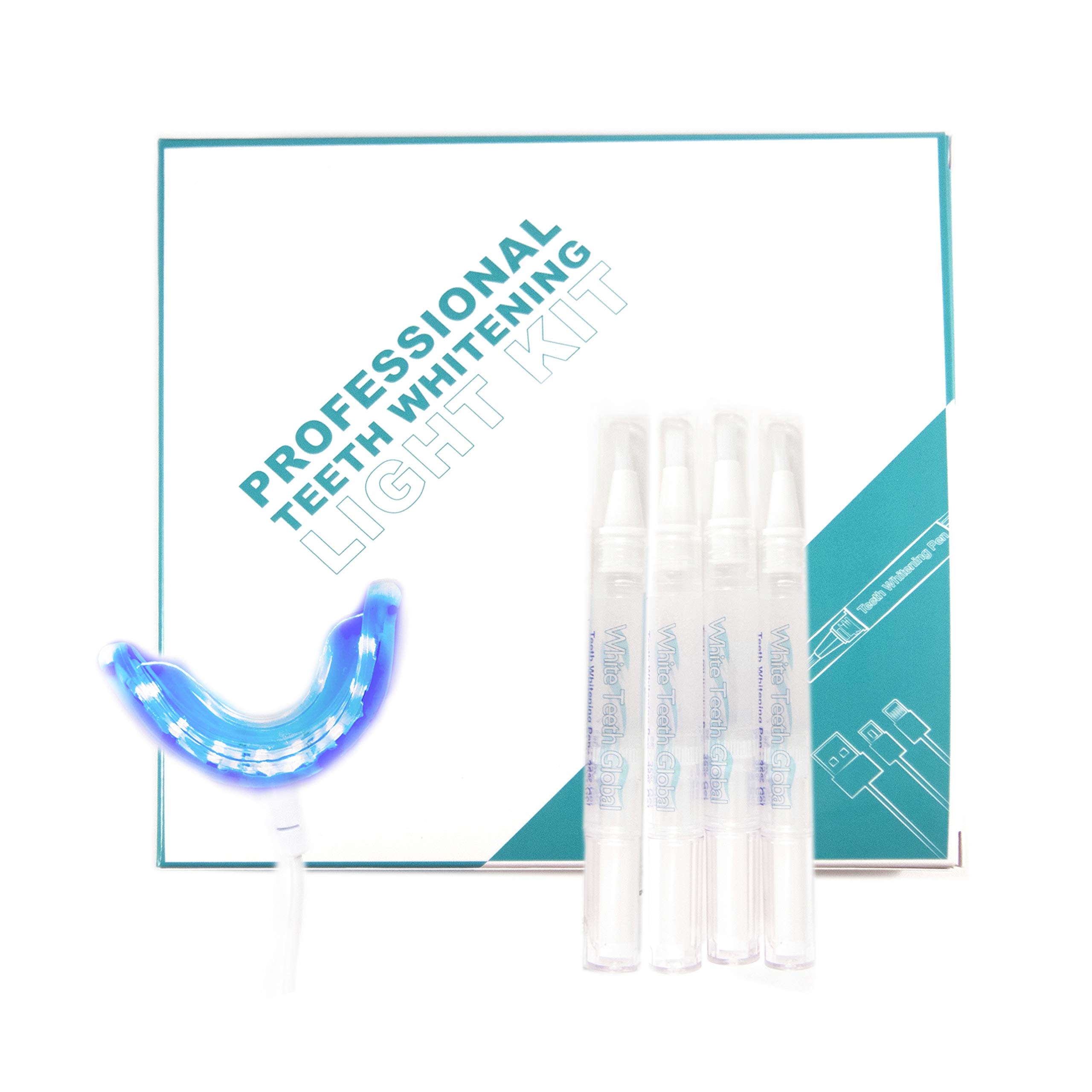 Deluxe Teeth Whitening Pen Kit Made in USA with iLED/LED Technology & Carbamide Peroxide Tooth whitening Gel (4 Pens iLed, 35% Whitening Gel)