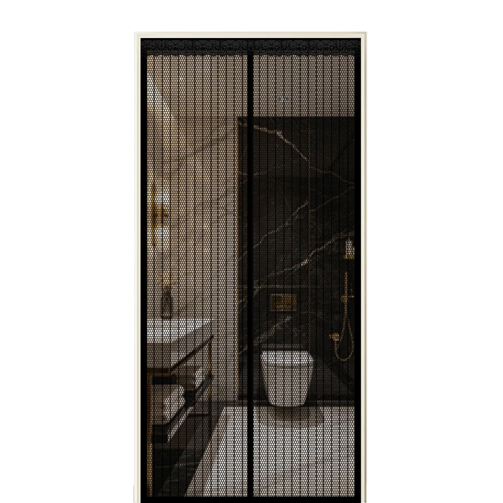 Xuehmin Black Screen Door 235 X 195 Cm Self Sealing Powerful Magnets Heavy Duty Pet Screen Door With Powerful Magnets & Full Frame Magic Tape Suitable For Patio Doors Balcony Bedroom,