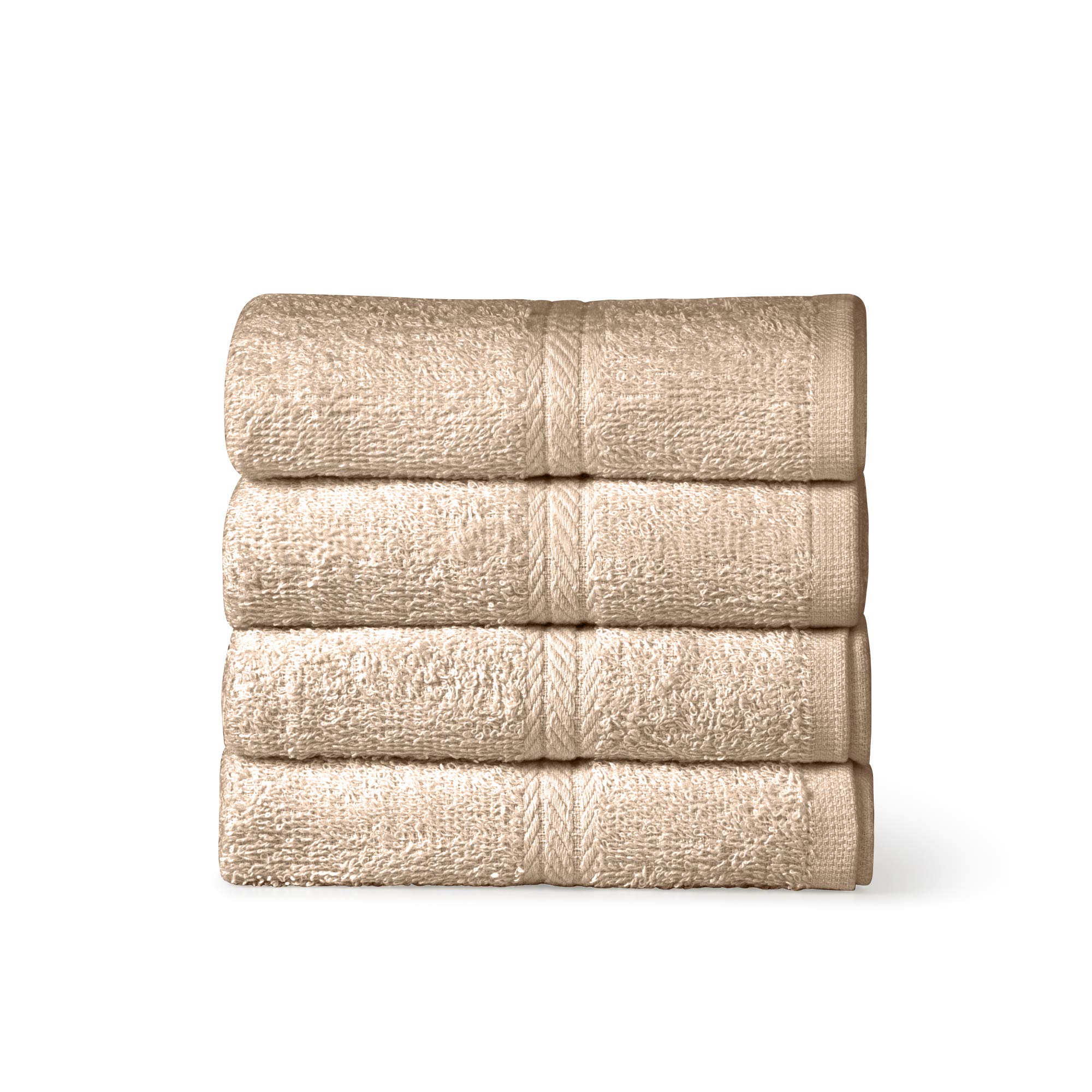 Vozbi Latte Bath Towels Pack Of 4 - Premium 450 Gsm Ring Spun Cotton Towels For Bathroom - Bath Linen Egyptian Cotton Hotel Quality Towel Set - Jumbo Bath Sheet Towel (Latte)