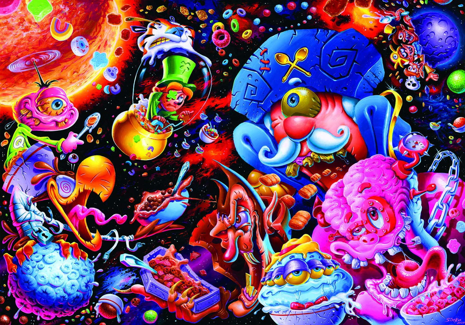 Toynk Cosmic Crunch Breakfast Cereal Puzzle By Joe Simko | 1000 Piece Jigsaw Puzzle