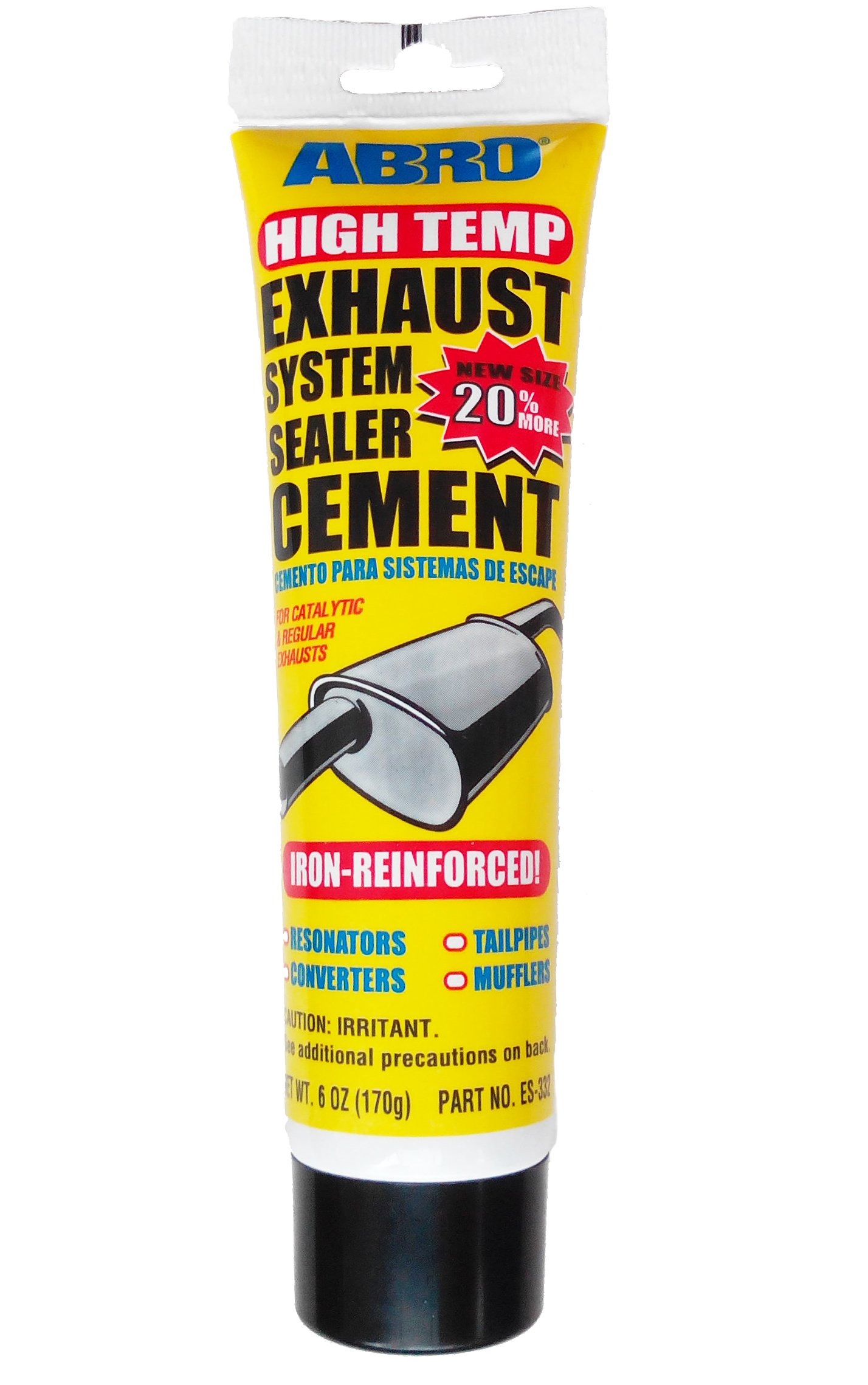 ABRO Exhaust System Sealer Cement, 6 oz., Exhaust Leak Repair Solution, Iron-Reinforced, Withstands up to 2000°F, Ideal for Mufflers, Tailpipes, Catalytic Converters & Resonators