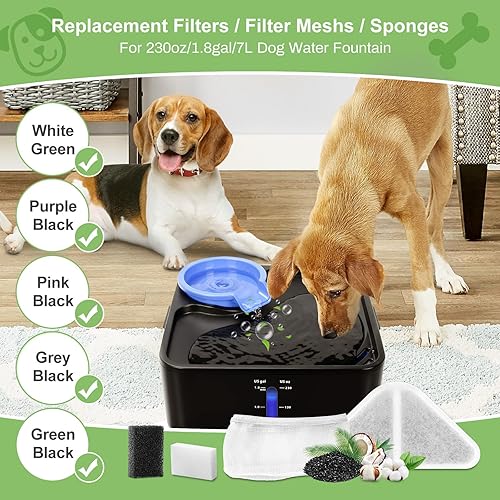 Miniatura 9 de 12 juegos de filtros de repuesto para fuente de agua para perros de 230 oz7 L, filtros de fuente de agua GISOFIK Cat, sistema de filtración de 5