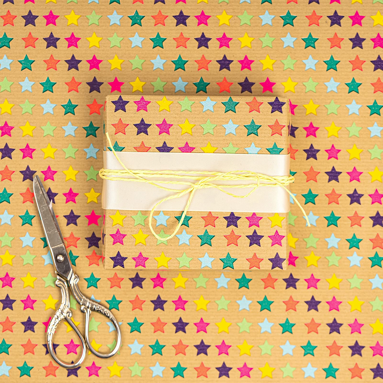 RUSPEPA Rollo De Papel De Regalo Kraft - Patrón De Feliz Cumpleaños Plateado Ideal Para Cumpleaños, Fiesta, Baby Shower - 44,5 cm X 10 m