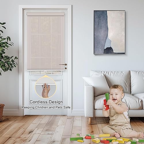 Miniatura 6 de Persianas filtrantes de luz para ventanas, sin cordón, con un 5% de apertura, cortinas enrollables de tela solar, traslúcidas y reducen el