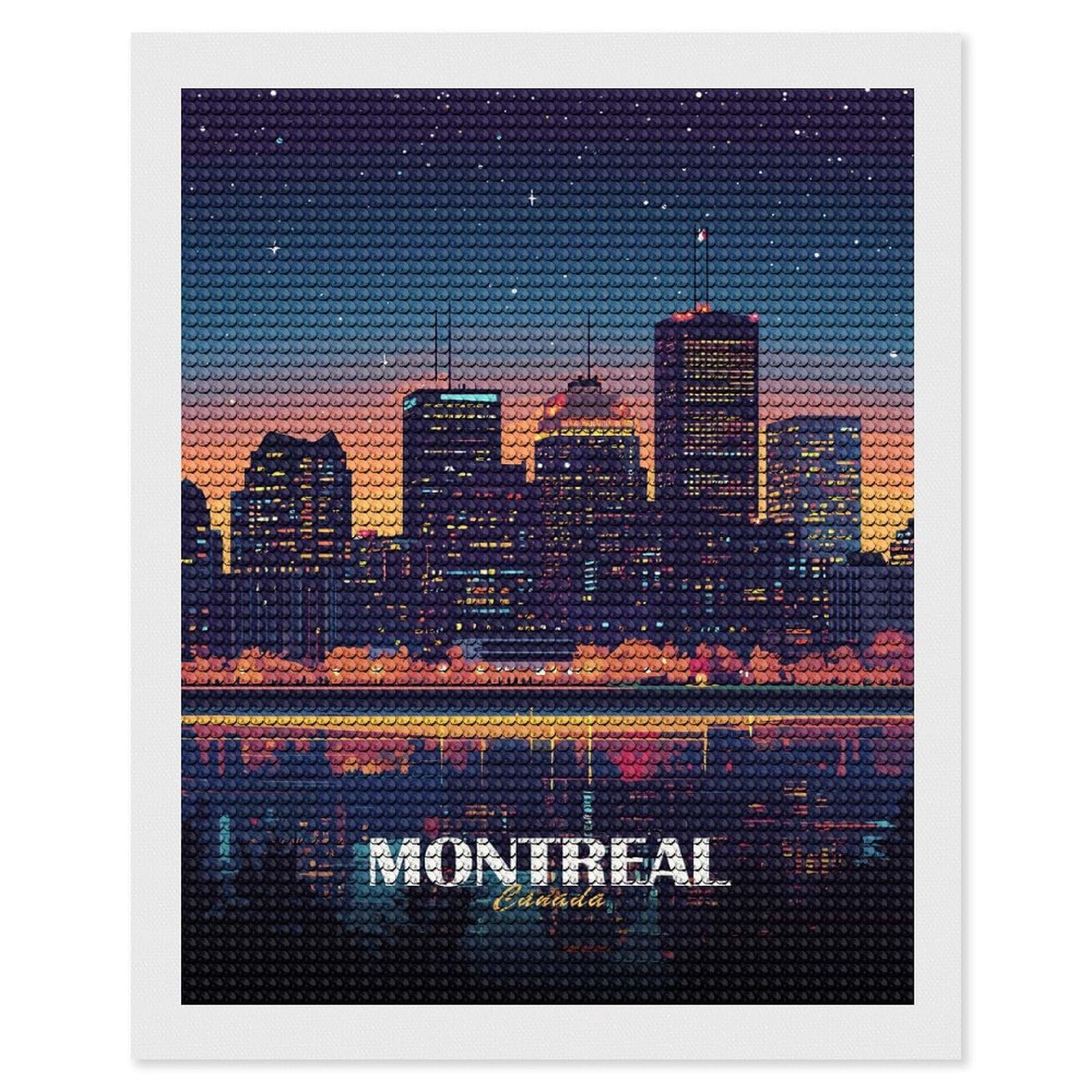 Junmoney Montreal Canada Skyline at Night Full Drill Diamond Painting Kit 16"x20", for Teens, Calming Craft to Unwind, Home Wall Decor, Christmas Gift