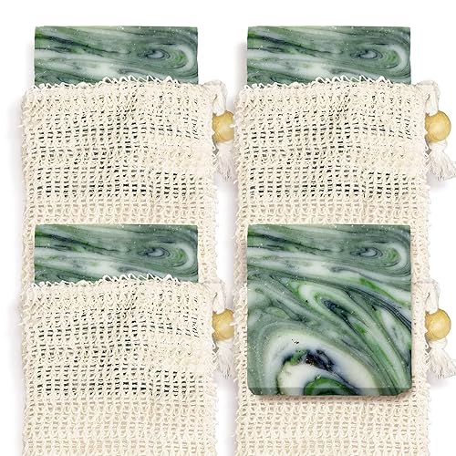 Miniatura 1 de Barra de jabón natural con bolsa de sisal, juego de barra de jabón artesanal vegano para hombres, jabón corporal en bolsa de jabón, jabones de baño