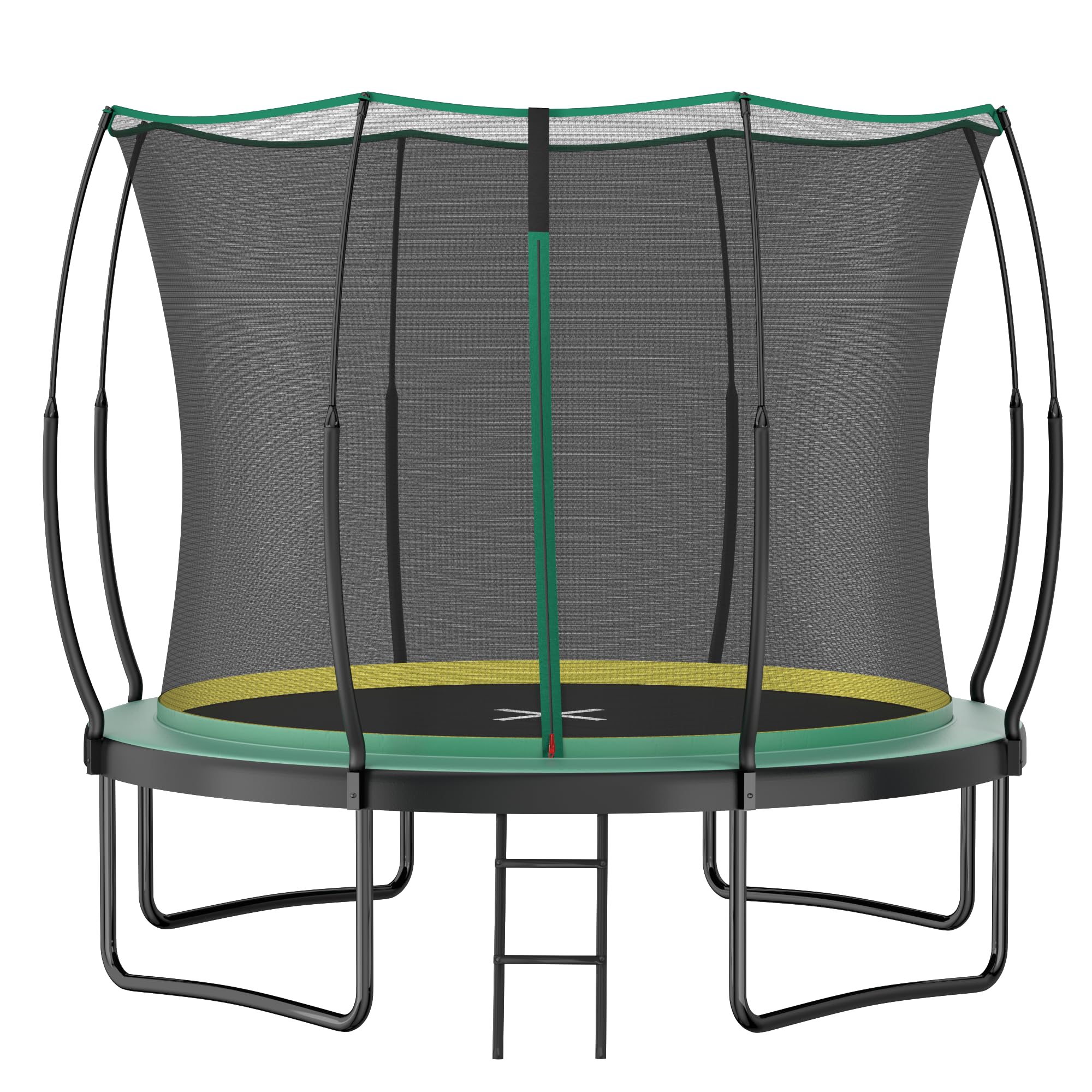 Cama elástica de jardín sin muelles de 305 cm con red de seguridad – Cama elástica infantil con tecnología patentada de fibra de vidrio, cremallera sin costuras, inoxidable y estable, trampolín grande