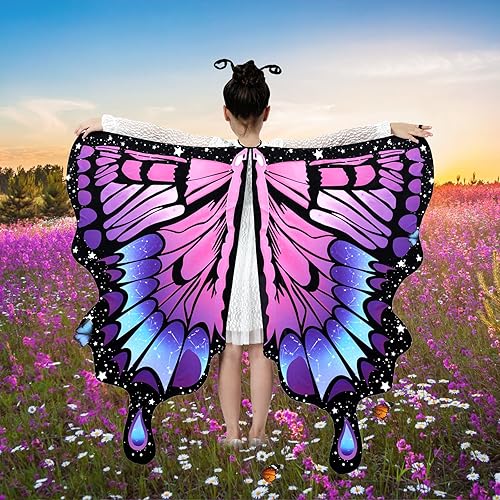 Miniatura 4 de Butterfly Costume Halloween Costumes for Girls Kids, Butterfly Wings Costume Cape Shawl for Girls Fairy Wing