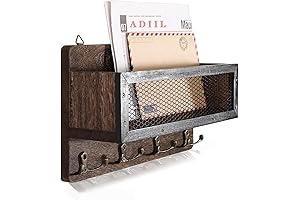 ADIIL Wall-Mounted Mail and Key Organizer: Rustic Charm for a Dark Academia Ambiance