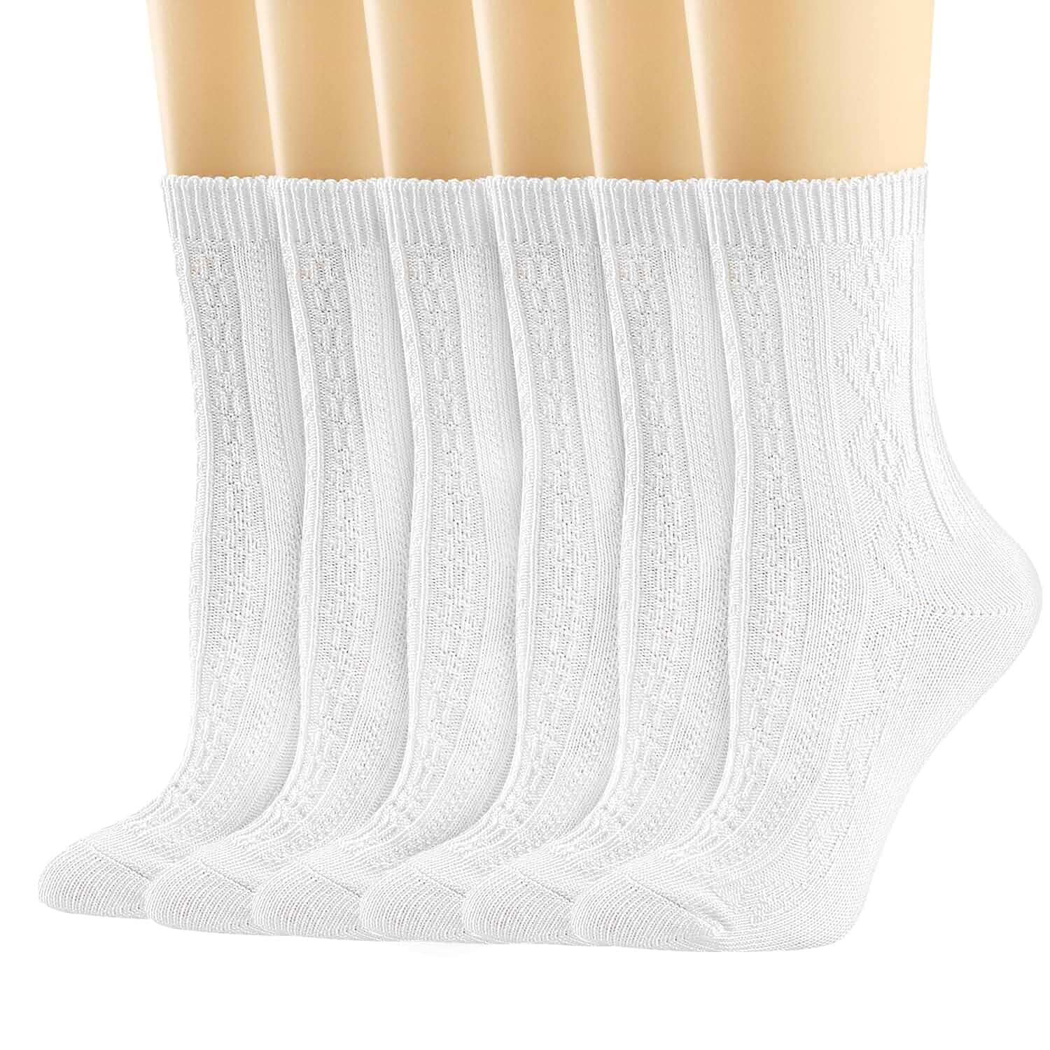 Mcool Mary Womens Crew Socks, Casual Knit Cotton Warm Comfy Breathable Dress Socks for Girls 6 Pack