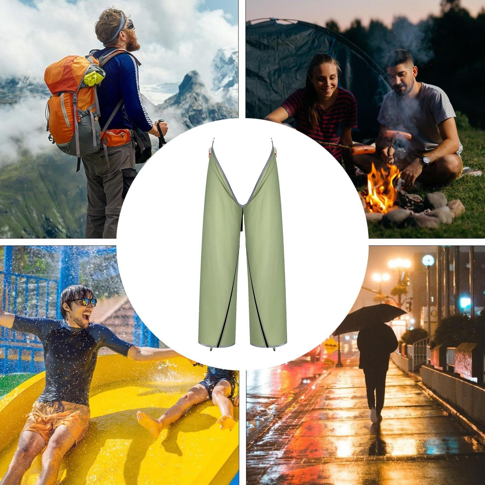 Pantalones de lluvia con cremallera | Pantalones de lluvia impermeables con cremallera | Pantalones de lluvia ligeros divididos, pantalones de lluvia para exteriores para días lluviosos