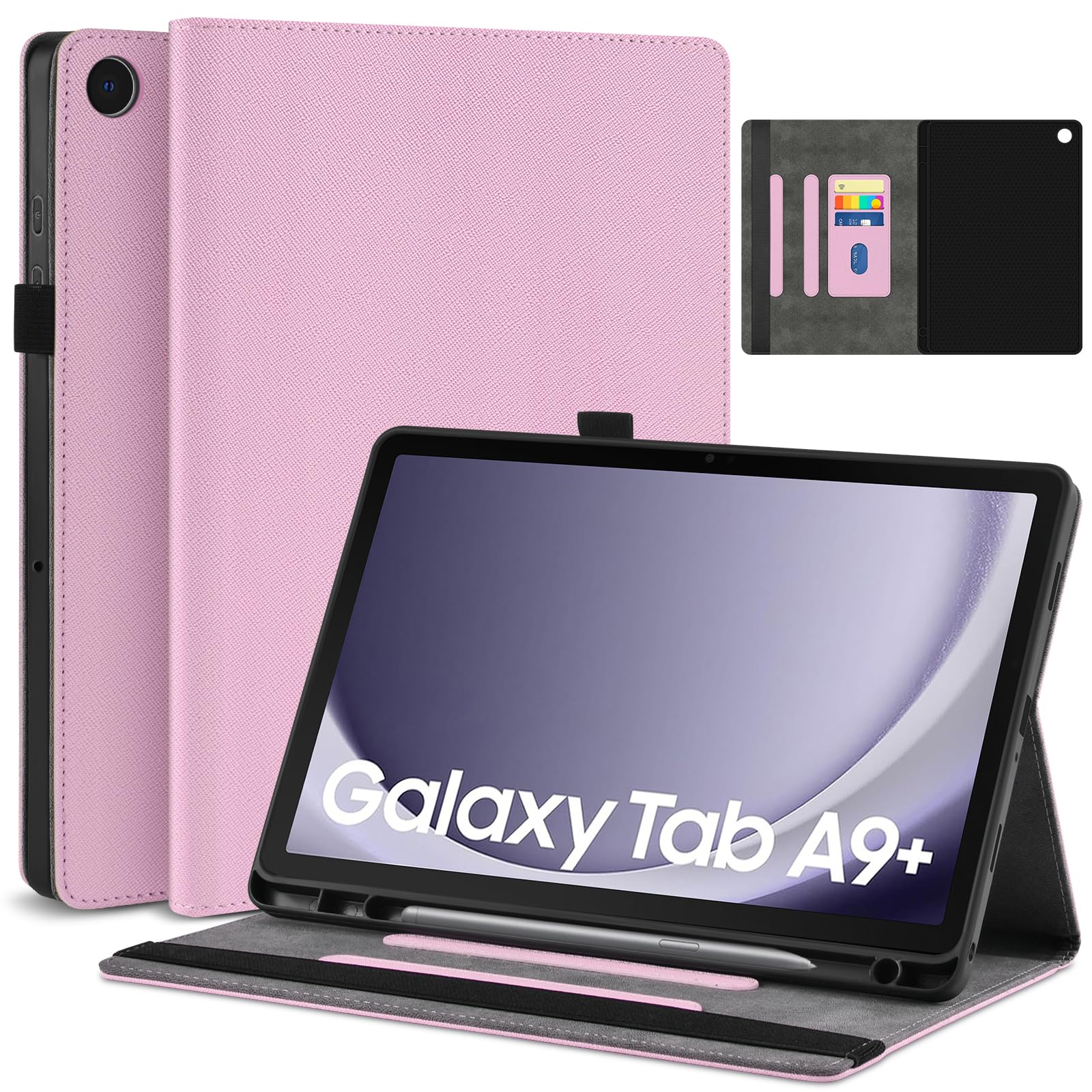 DETUOSI Funda para Samsung Galaxy Tab A9+/A9 Plus de 11 pulgadas 2024/2023 (SM-X210/X216/X218) Funda delgada de piel sintética con