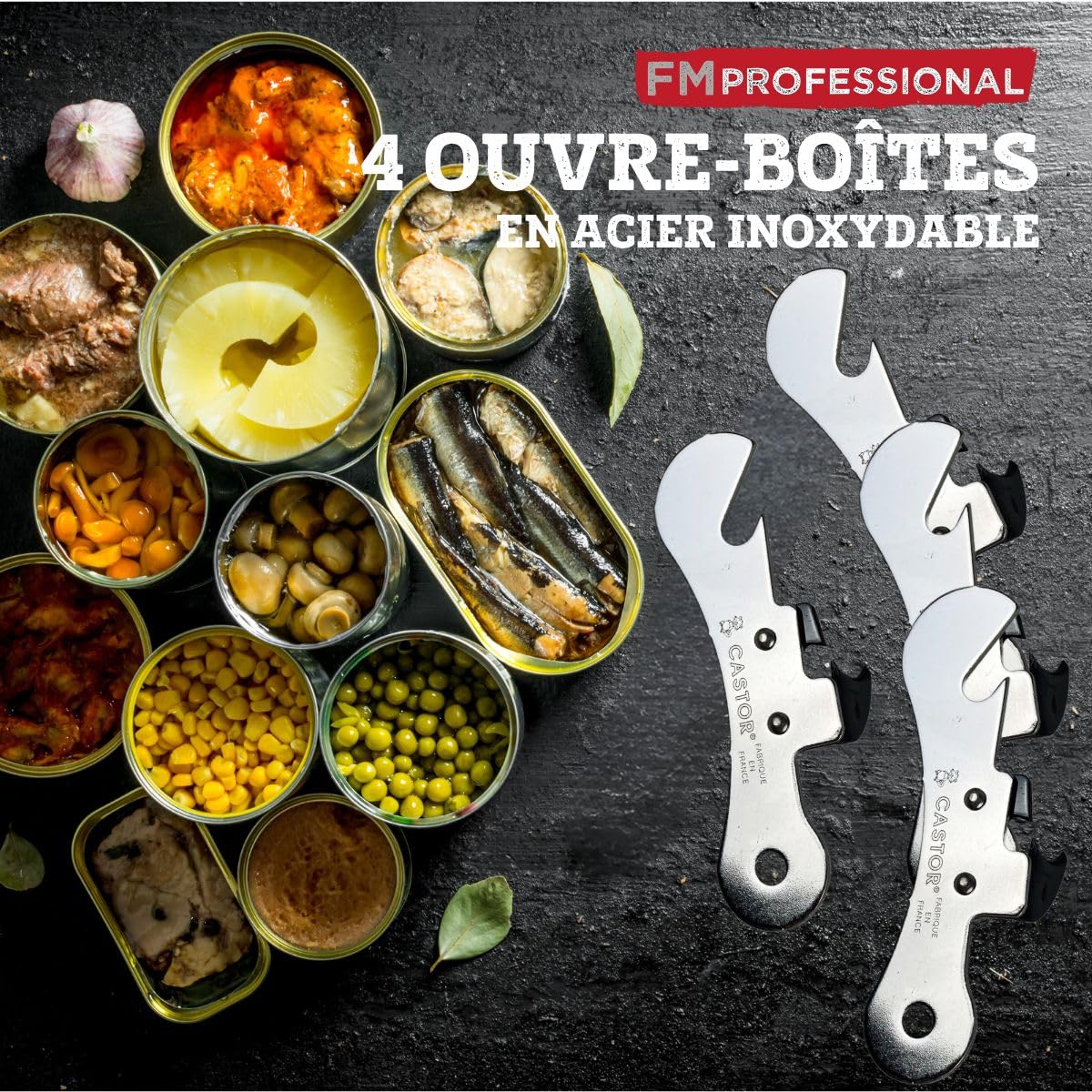 Fackelmann FM Professional Ouvre boite manuel, Acier inoxydable, 9,5 cm x 3 cm