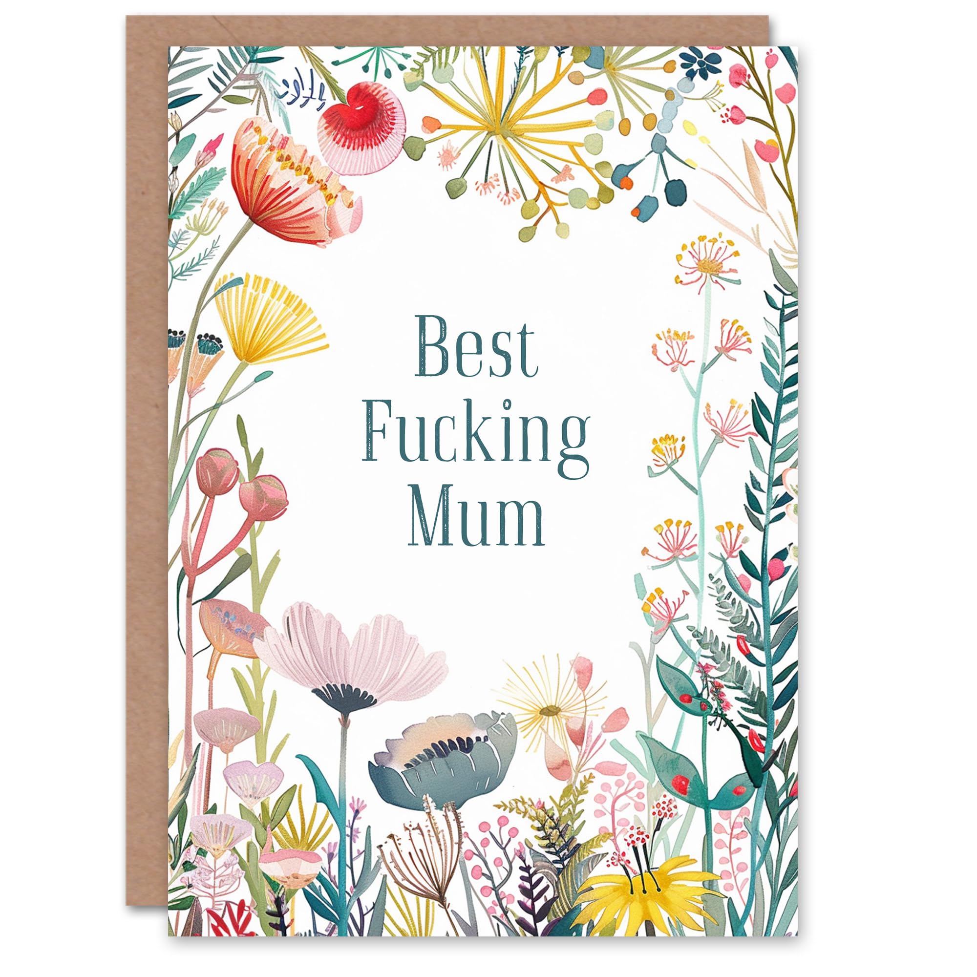 Artery8 Greeting Card Best F*cking Mum Floral Flowers Fun Rude For Her Woman Birthday Card