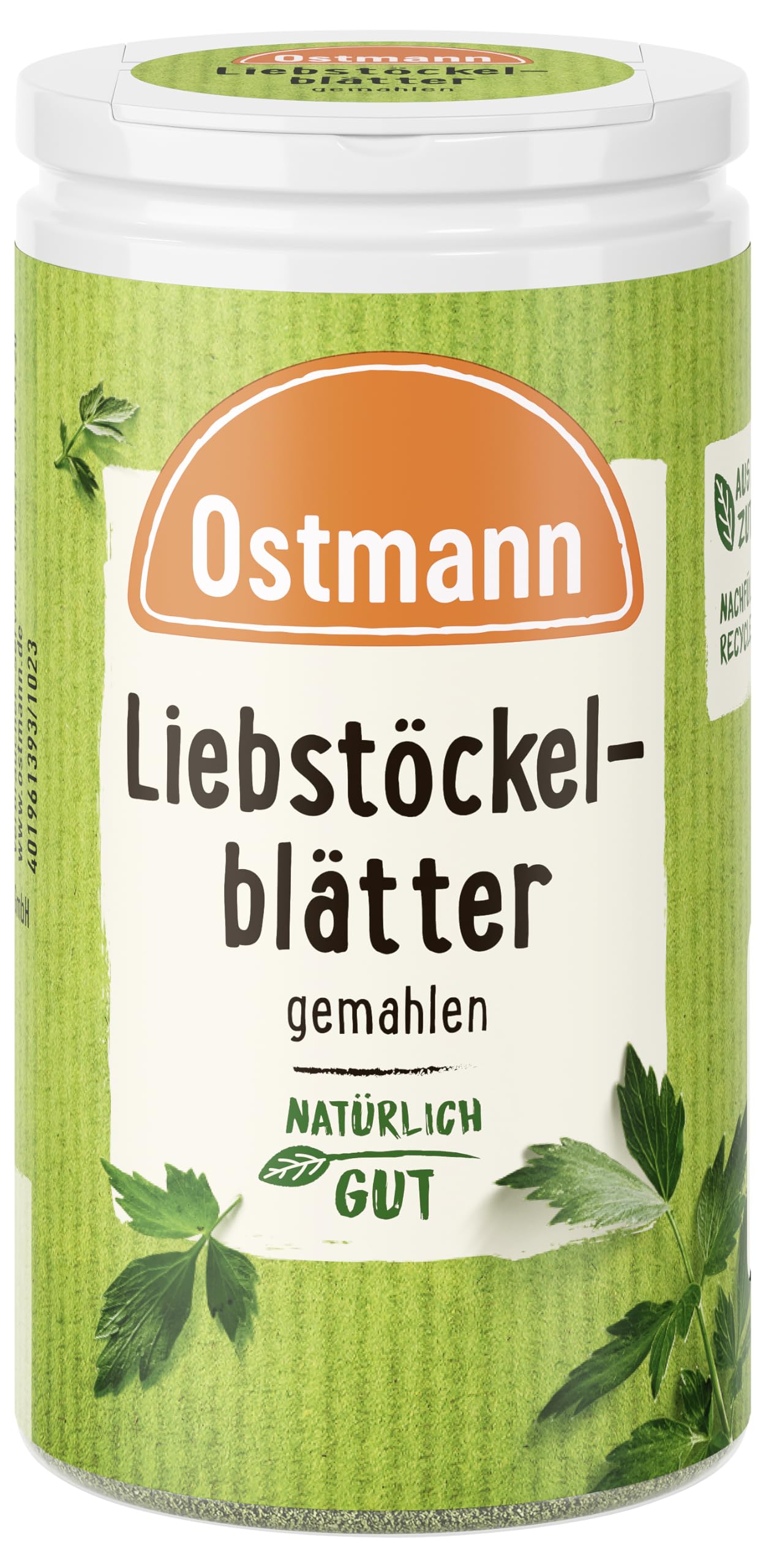 Ostmann Gewürze - Liebstöckelblätter gemahlen | Für salzarme Küche geeignet | Gewürz für Brühen und Eintöpfe | Natürliche Zutaten | 30 g in der Streudose