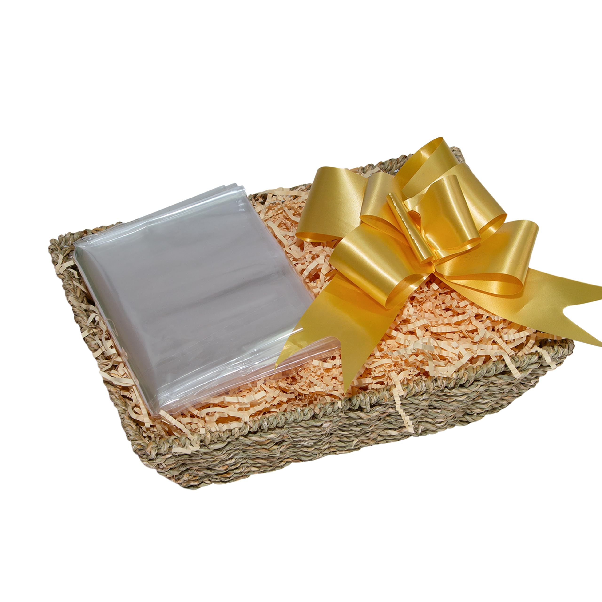 Wickerfield Seagrass Basket, Beige Filling Gift Hamper Basket Kit With Shredded Paper, Make Your Own Gift Hamper, Paper Rope Storage Organiser, Seagrass Baskets, Woven Wicker Basket (Seagrass Basket, Beige Filling)