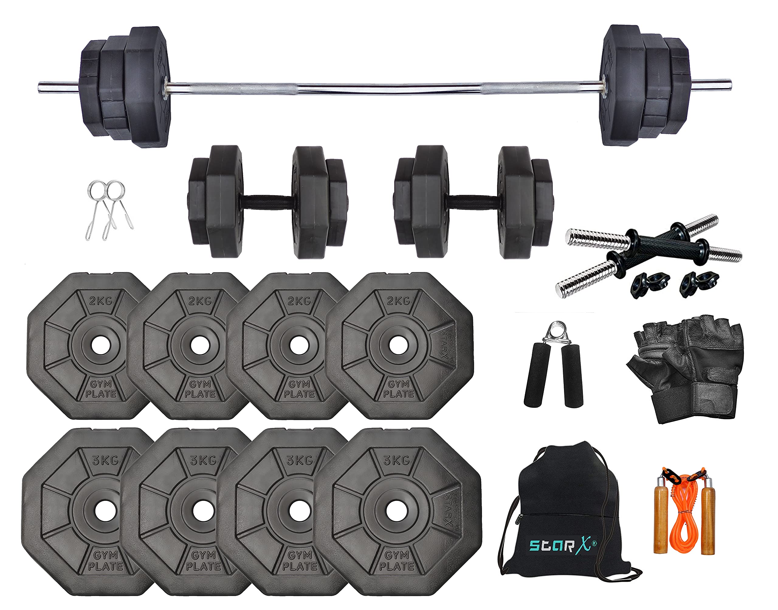 StarX 20KG Hexa Shape PVC Weight with 5Ft Rod and Accessories Home Gym Combo (Black) (B08Y92J3Q5) Amazon Price History, Amazon Price Tracker