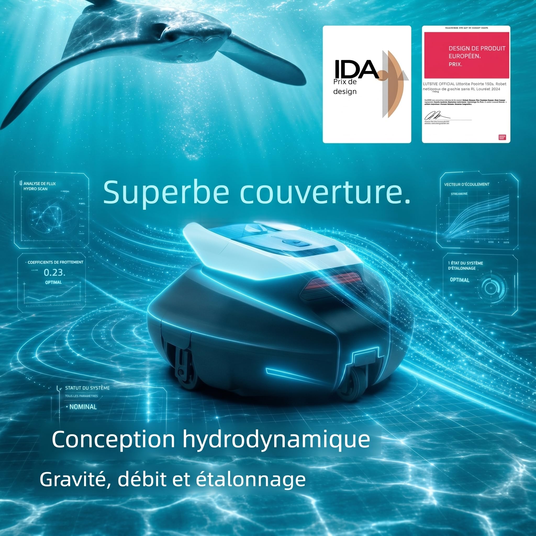 Robot Piscine Pooleco 10, Aspirateur Piscine sans Fil 90min et 2,5 litres, Auto-Parking, Entretien Facile, pour Toutes Les Formes et Surfaces de Piscines Hors Sol et Enterrées Jusqu’à 80㎡