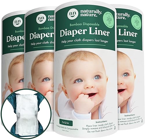 Miniatura 9 de Naturally Nature Forros de pañales de tela desechables, sin perfume, sin fragancia, sin cloro, 600 unidades (6 rollos, 100 hojas por rollo)