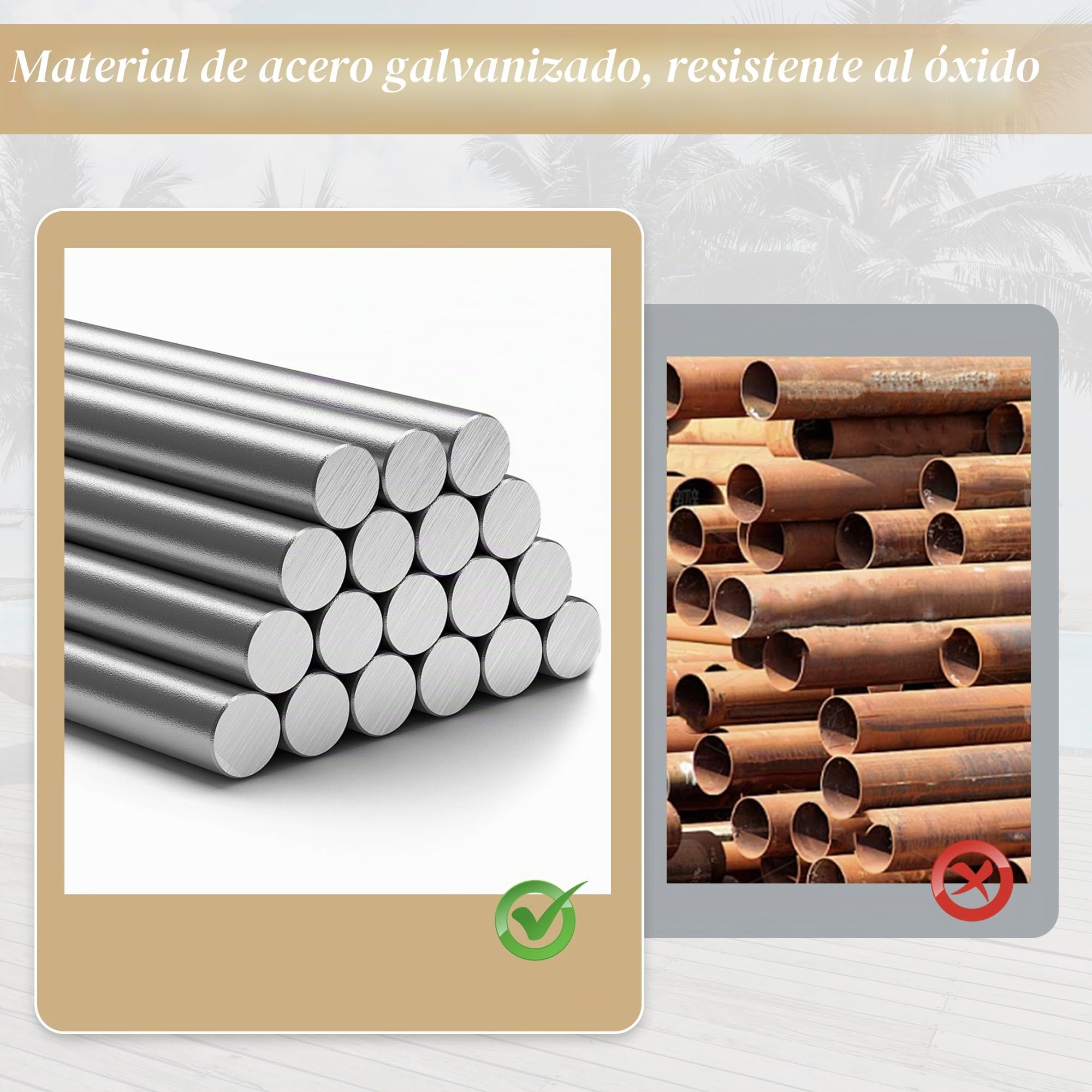 Muebles de jardín sofá de 2 plazas, sofá exterior balcón con reposabrazos de WPC, marco de acero galvanizado, resistente a la intemperie, estilo industrial, para jardín, terraza, balcón, gris