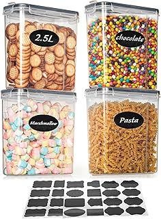 Sponsored You’re seeing this ad based on the product’s relevance to your search query.Learn more about this advertisement AiQInu 2.5 L Storage Jars Set of 4 Kitchen Storage Boxes with Plastic Lids, Storage Jars for Flour, Cereals, Sugar, Pasta