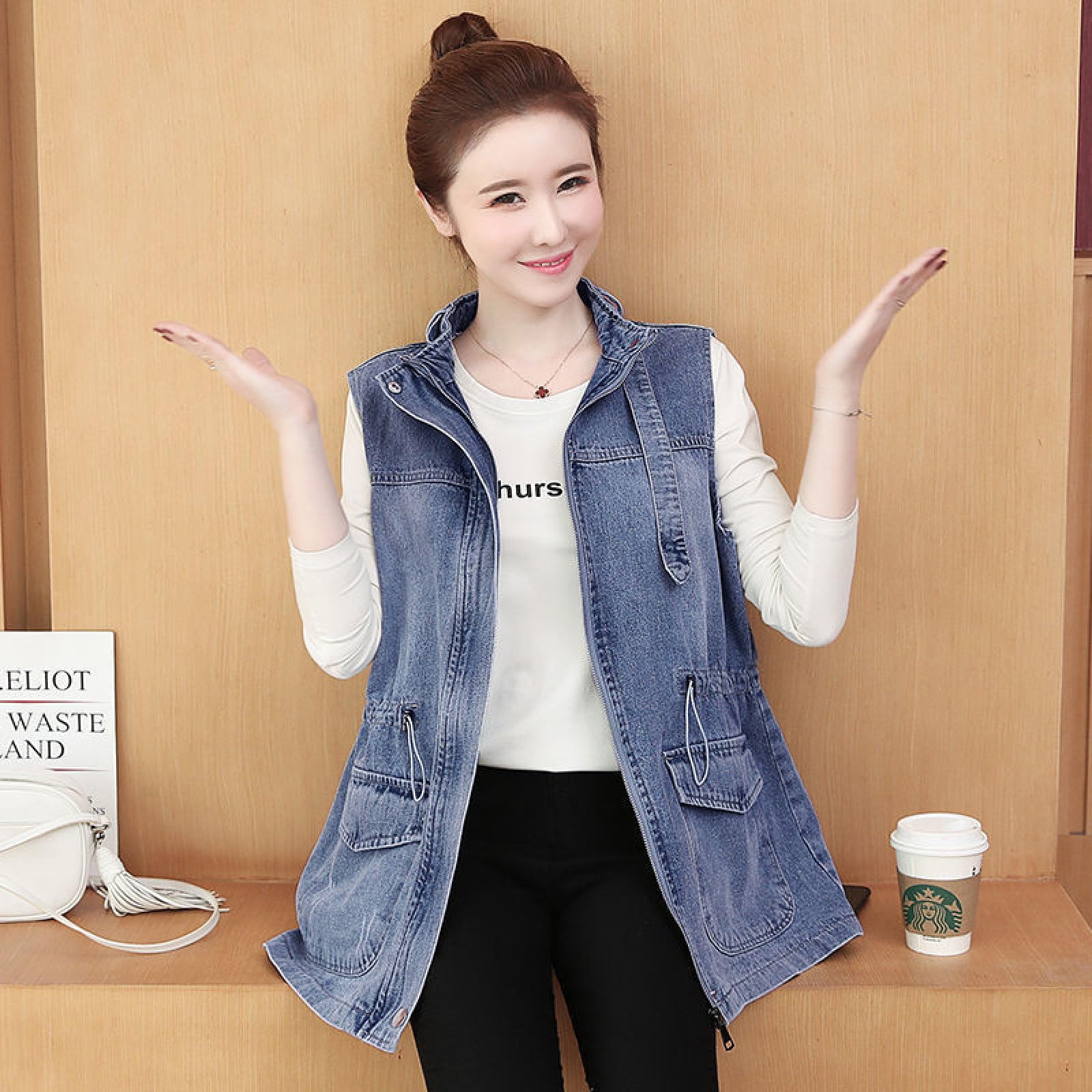 Gilet Donna Eleganti Abbigliamento Casual Unisex Gilet In Denim Senza Maniche Per Ragazzi E Ragazze - Top Casual Con Scollo A V, Ideale Per Estate E Autunno, Moda Unisex Gilet Denim Senza