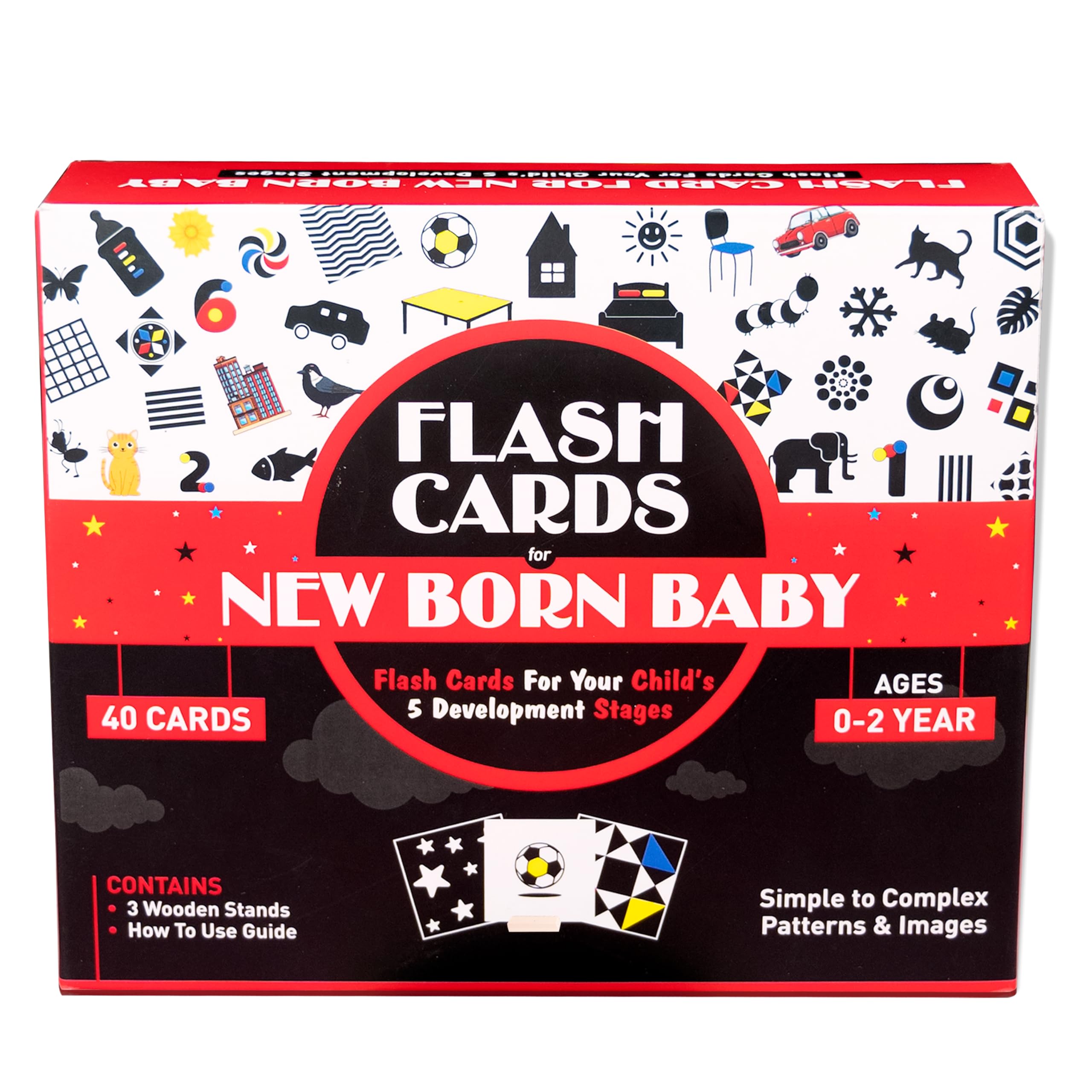 Goelite Flash Cards for Babies 80 Designs (40 Cards), Through 5 Stages of Growth for 0 to 2 Years Old, High Contrast Waterproof New Born Baby Flash Cards for Visual Stimulation (B0CR6NPVL2) Amazon Price History, Amazon Price Tracker