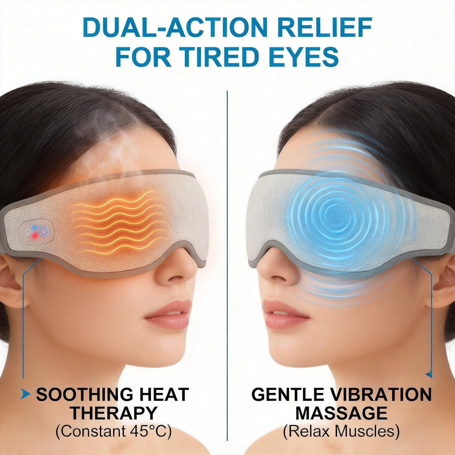 F&G Eye Mask Massager with Heating and Cooling Functions,Sleep Eye mask,Adjustable Heating and Vibration Function,Suitable for Migraines,Relieve Eye Fatigue,Improve Sleep for Women Men