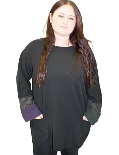 Plus Size Double Cuff Shirt Sweater 2X Black