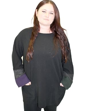 Plus Size Double Cuff Shirt Sweater 2X Black