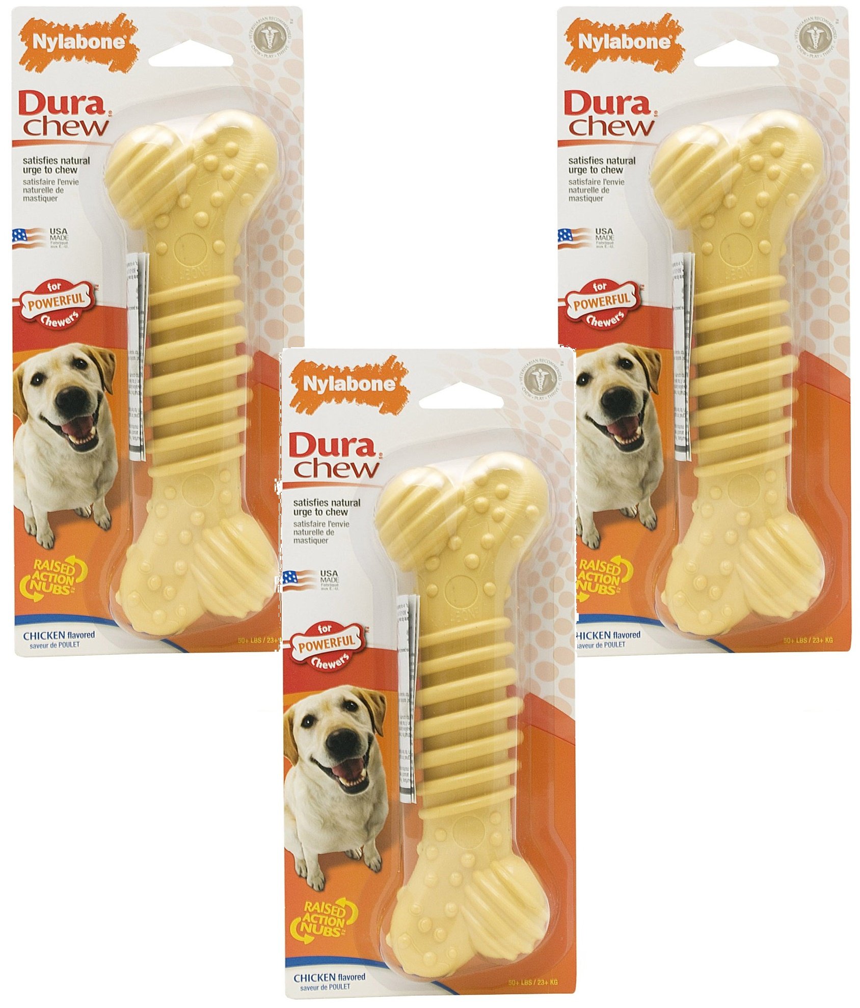 Nylabone (3 Pack) Dura Chew Chicken Flavored Bone - Size Souper/XL