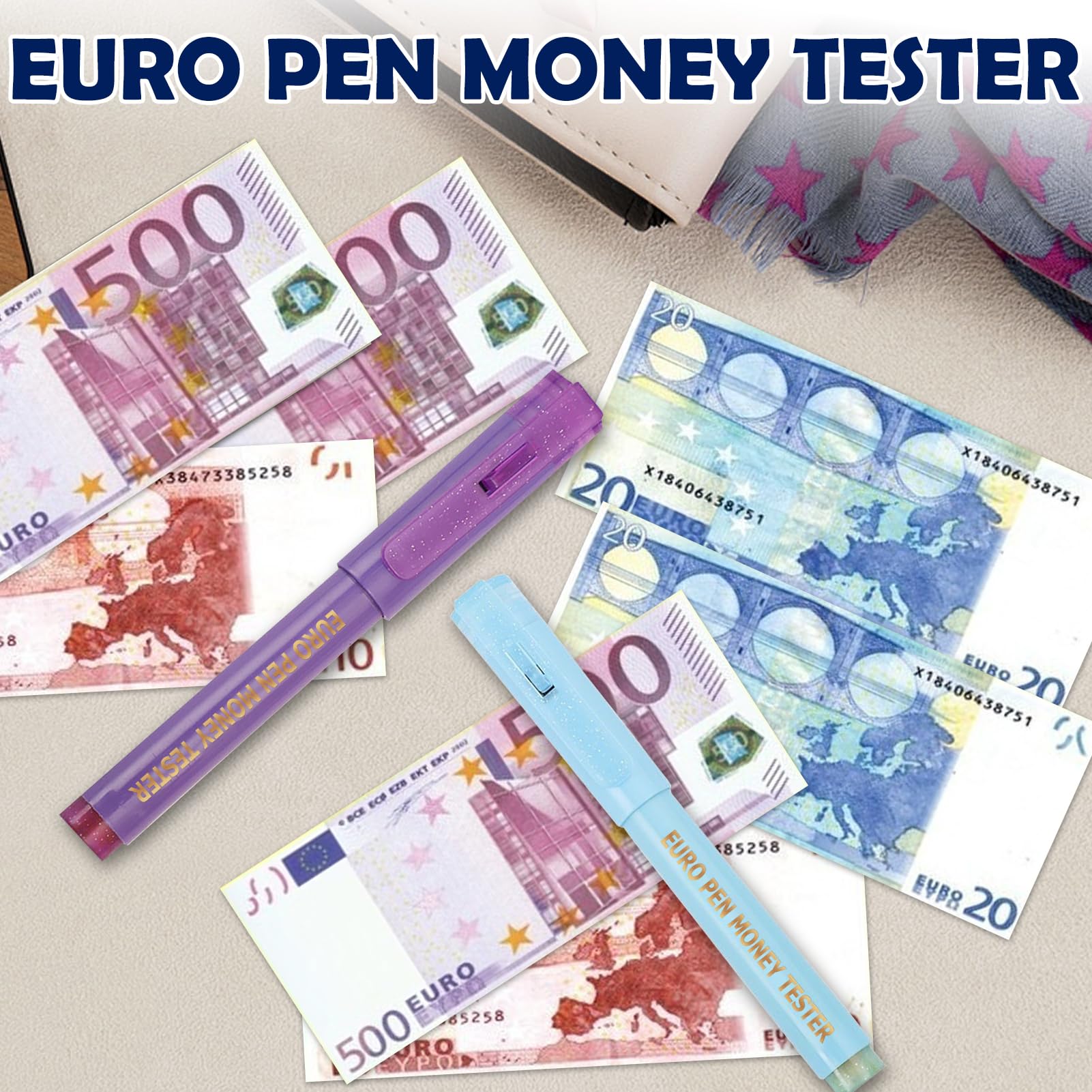 Bolígrafos Detectores de Billetes Falsos con Luz UV, Detector Portátil para Euros, Dólares, Libras
