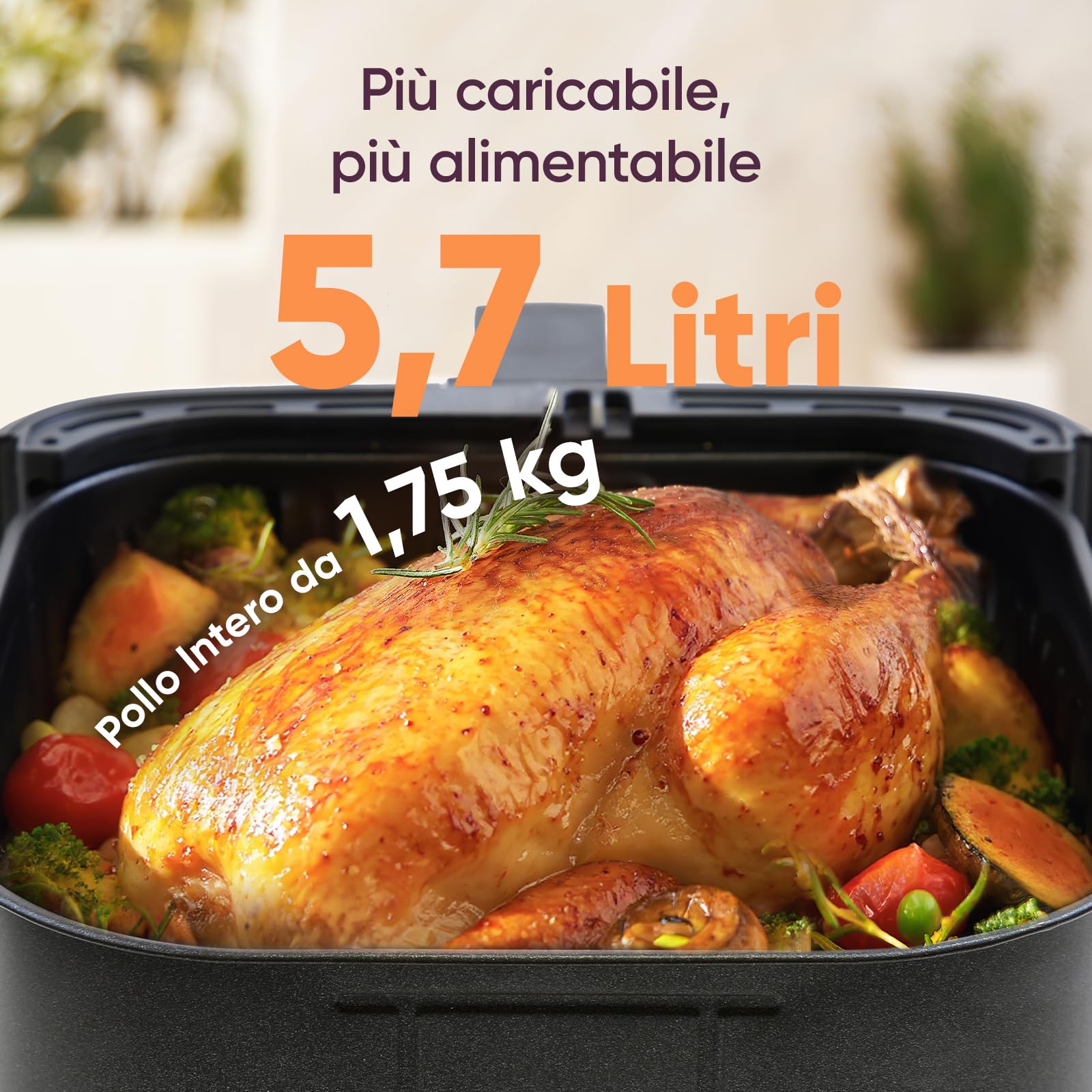 COSORI Friggitrice ad Aria 5,7 Litri, Air Fryer, 13 Funzioni, 97% Meno Olio, 67.5% di Risparmio Energetico, 75-205°C, 40 Ricette Italiane, Display Digitale, Lavabile in Lavastoviglie, CP158 Nero 1700W
