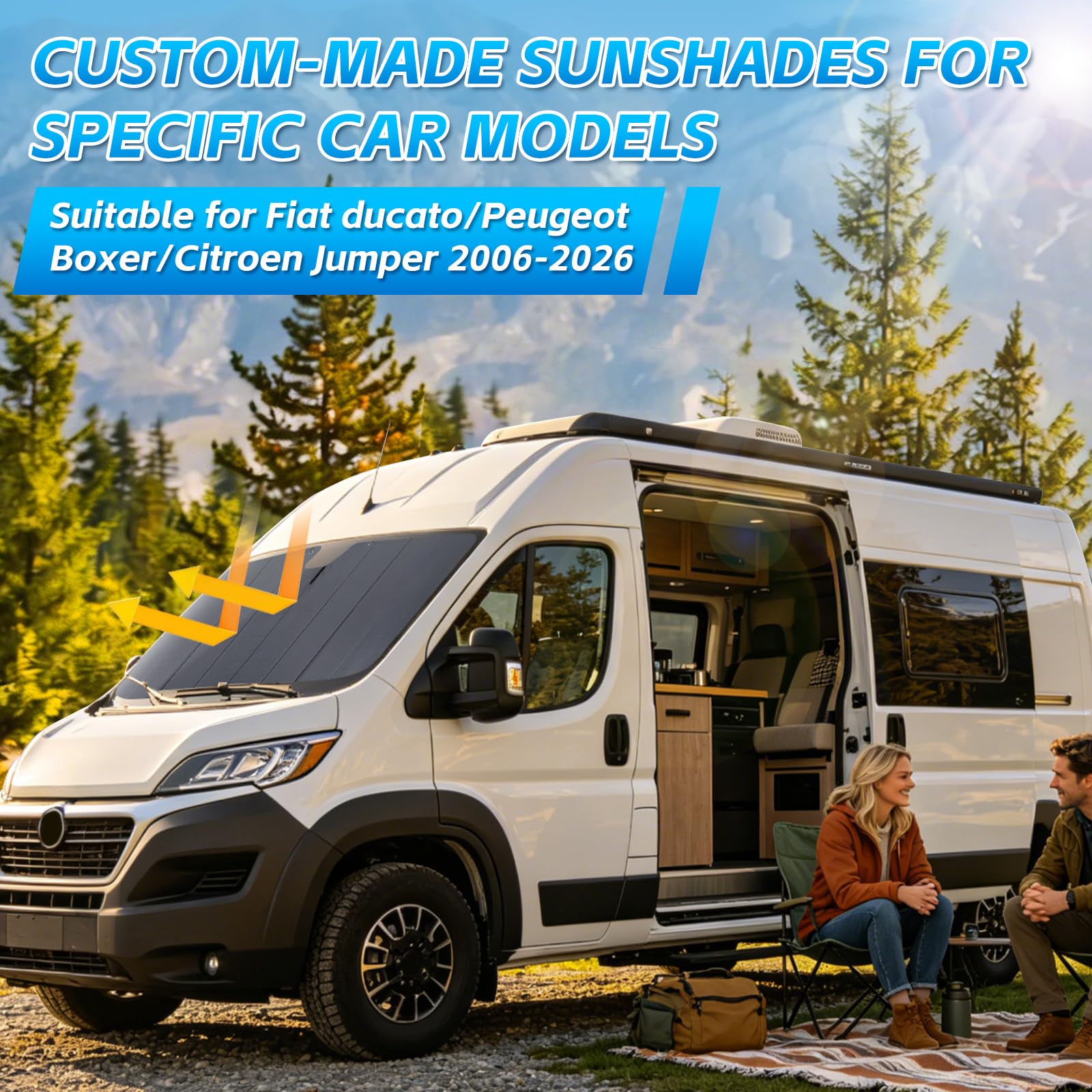 Parasoles Parabrisas Compatible con FIAT ducato/Peugeot Boxer/Citroen Jumper 2006-2026 Protector Solar Coche Plegable Interior Protección Solar UV Reflectante Anti Calor y Polvo