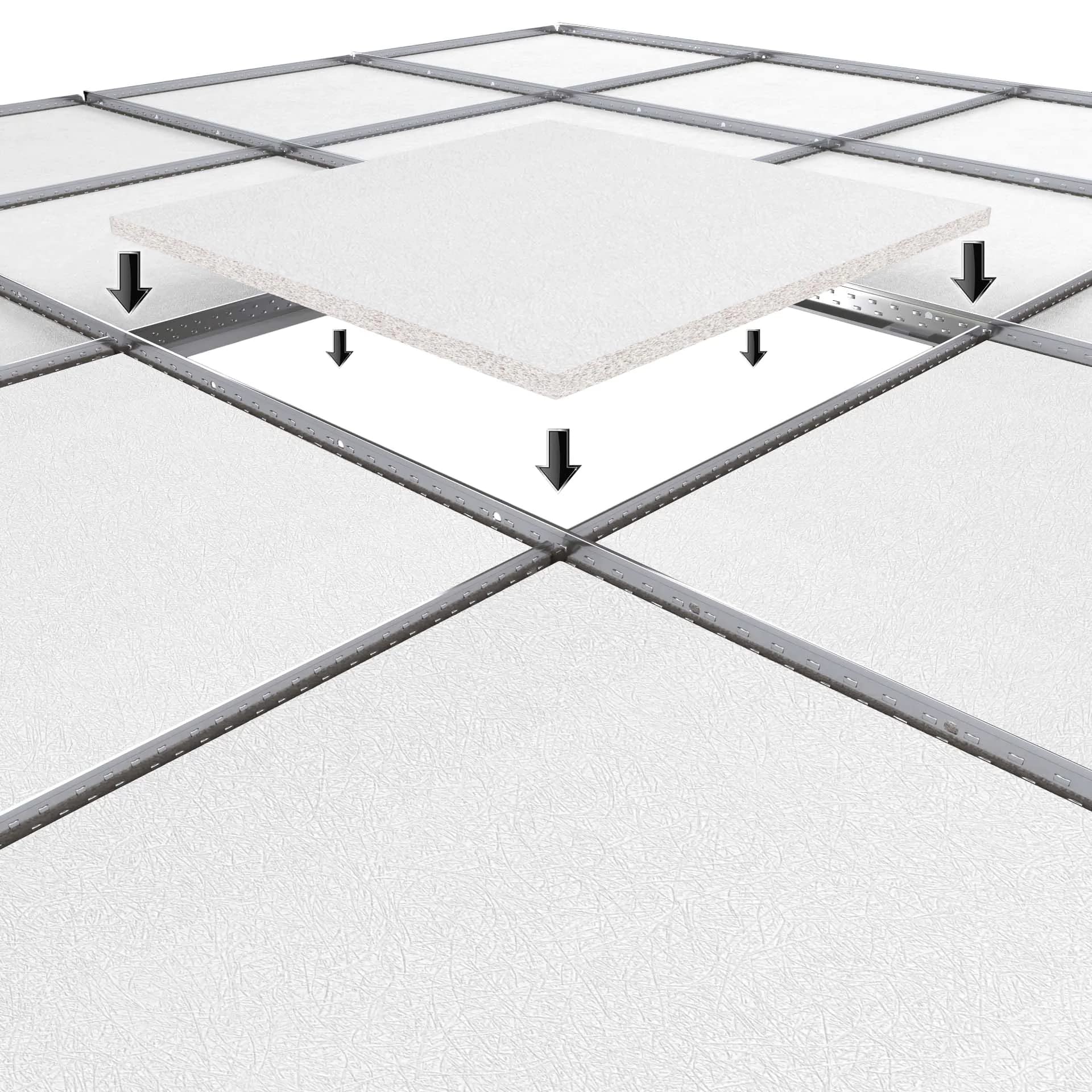 CALGARY | 10-er Set Deckenplatten | Weiß Deckenpaneele | 62 x 62 cm | Dicke 15 mm | Oberfläche: Glasfaser | Mineralfaserplatte | Rasterdeckenplatten
