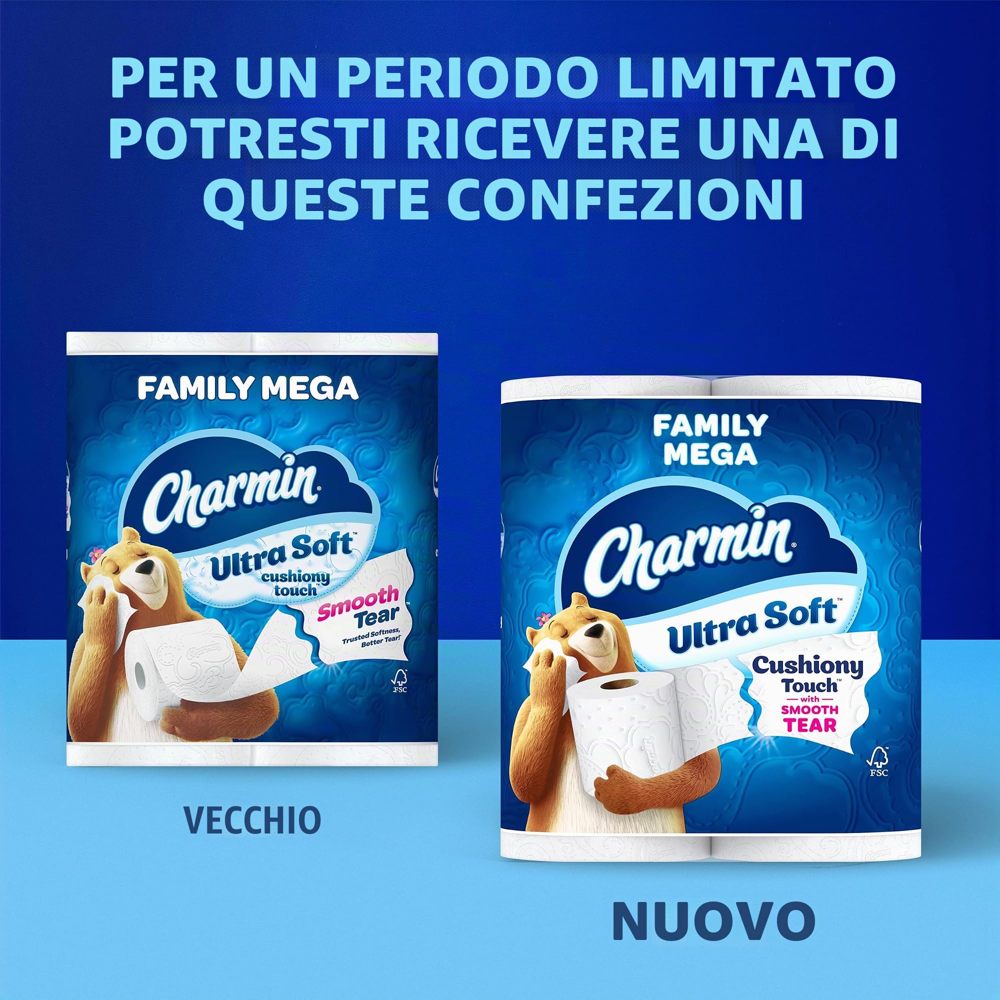Charmin Carta igienica ultra morbida al tatto, 24 rotoli Mega Famiglia = 123 rotoli regolari