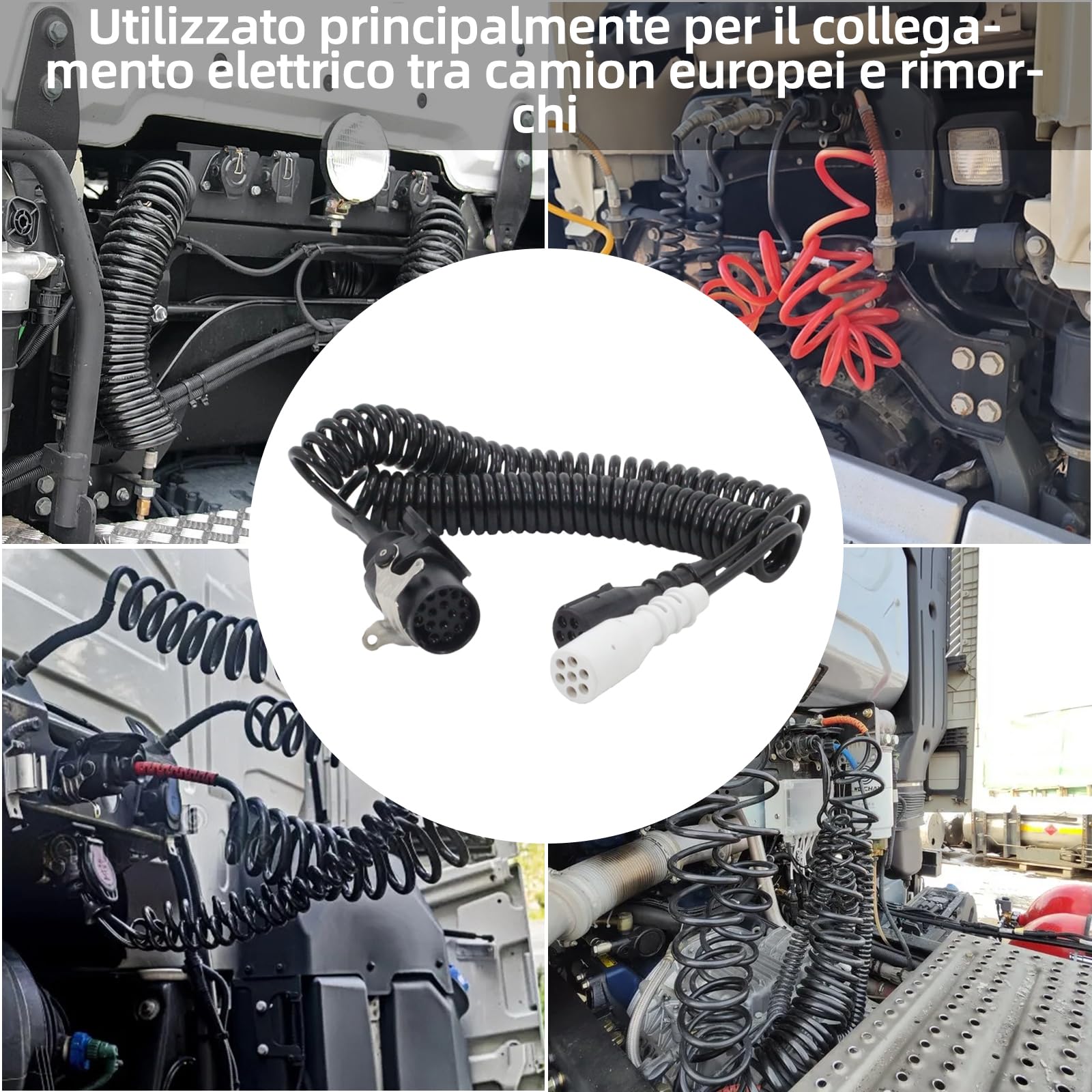 Adattatore a spirale elettrica, 24 V, 15 poli a 2 x 7 poli, cavo a spirale per camion, rimorchio, trattore