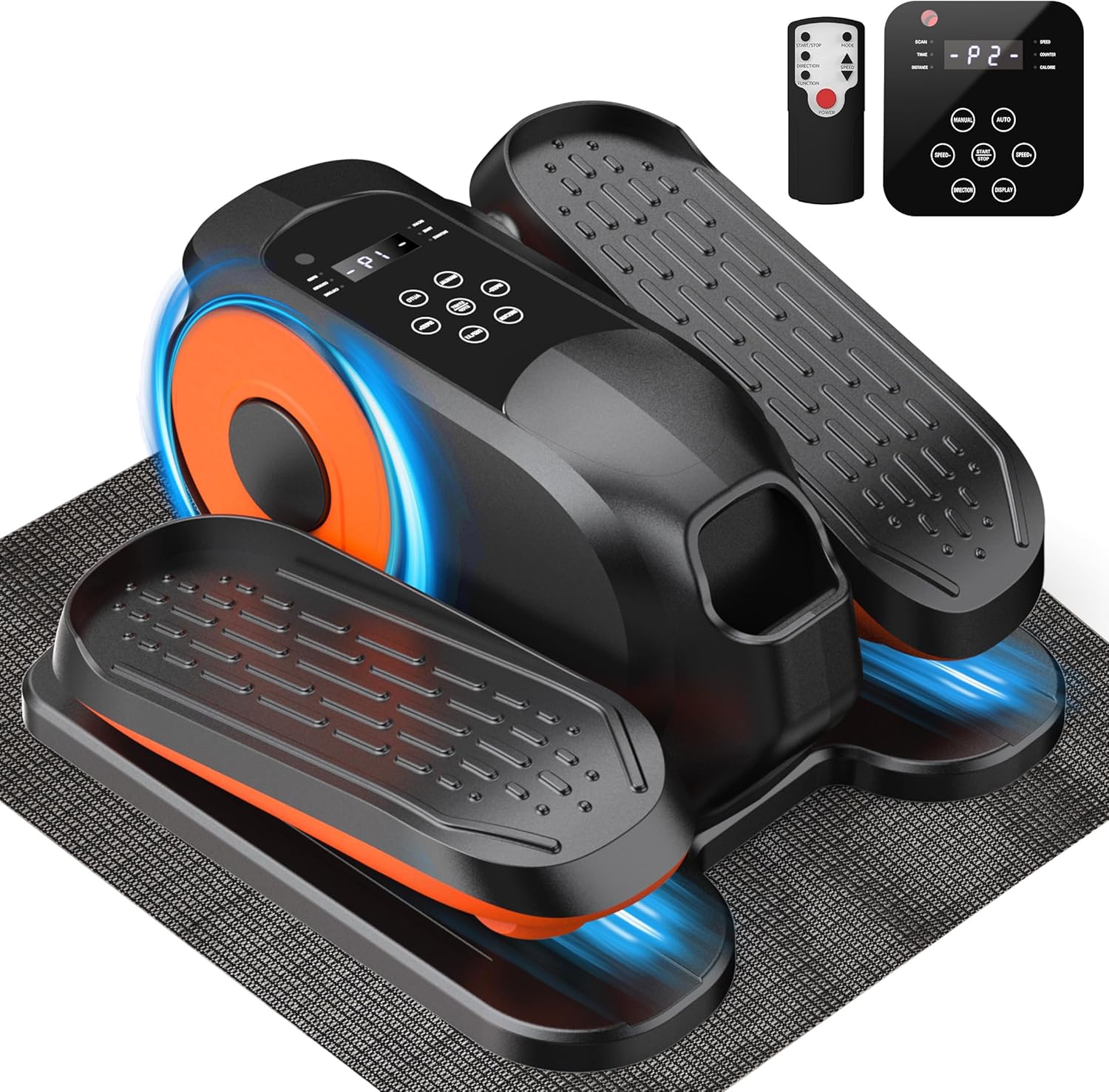 Mini Under Desk Elliptical Low Impact Electric Leg Exerciser As Seen on TV While Sitting for Seniors with Non-Slip Mat Quiet & Portable for Home and Office Black