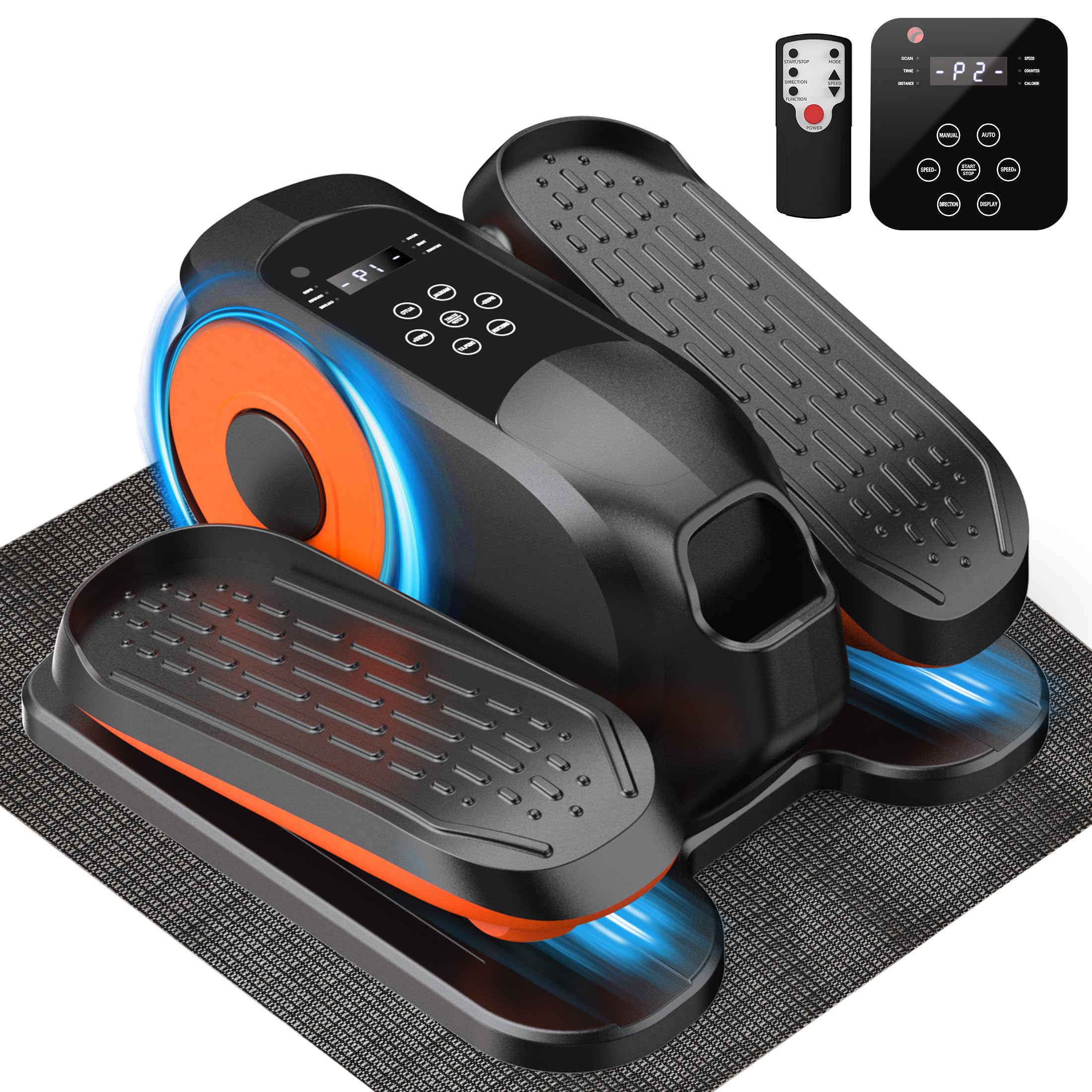 Mini Under Desk Elliptical Low Impact Electric Leg Exerciser As Seen on TV While Sitting for Seniors with Non-Slip Mat Quiet & Portable for Home and Office Black