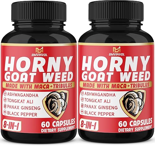 BMVINVOL Cápsulas de malezas de cabra cachonda con maca, tribulus, ginseng. Ashwagandha, Tongkat Ali, 8 en 1 para apoyar los niveles de energía