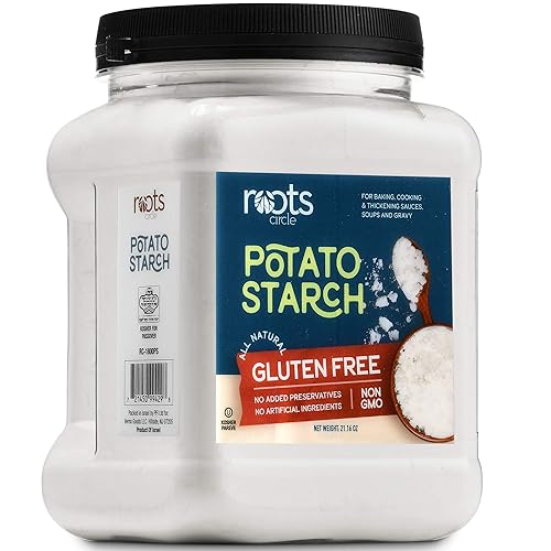 Roots Circle Almidón de patata sin gluten 1 paquete de tarro de 21 onzas 100 pura harina de patata sin conservantes ni ingredientes artificiales