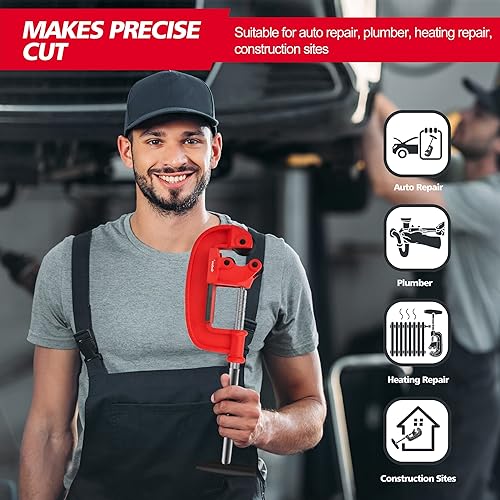 Miniatura 5 de Herramienta de corte de tubería resistente de 18-2 pulgadas con una hoja extra, cortador de tubos rígidos afilados que corta hasta tuberías