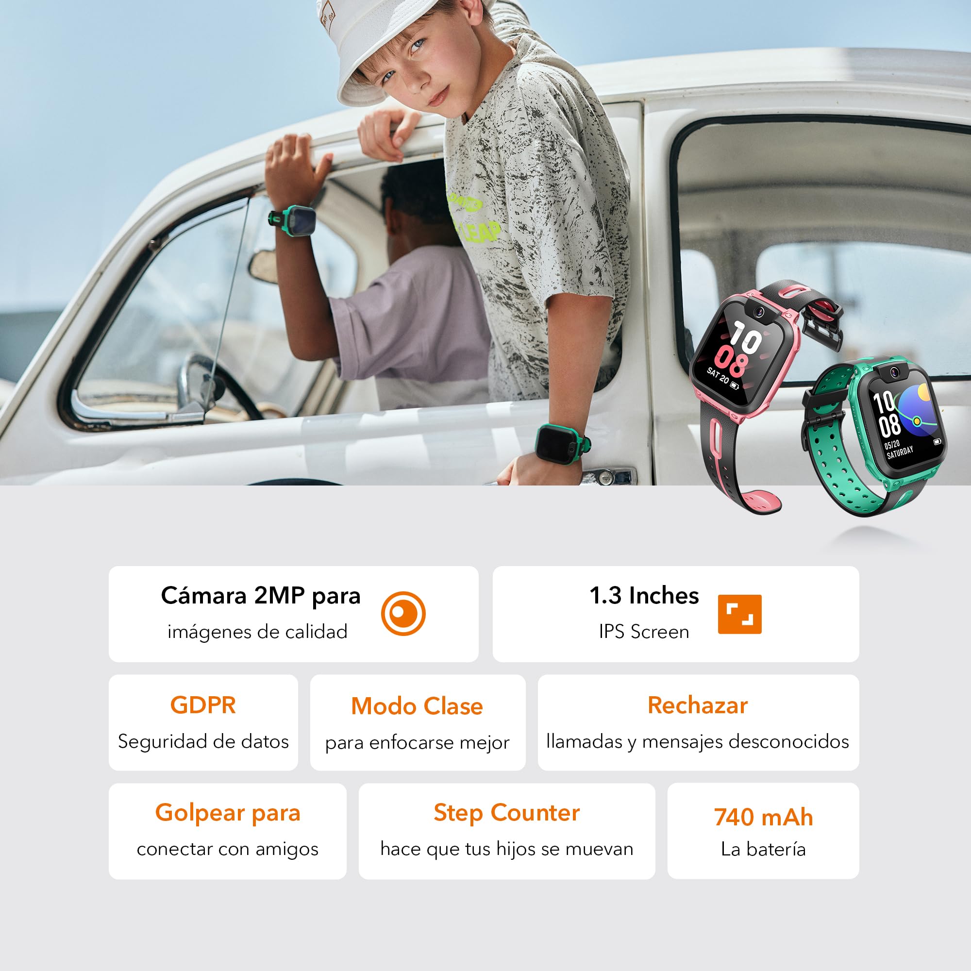 imoo Z1 Reloj Inteligente Niño 4G, Reloj Niño con Videollamada, Reloj GPS Niños con Llamada, Chat, SOS, Smartwatch Niños con Class Mode, Waterproof IPX8, Relojes Niña Watch -Verde