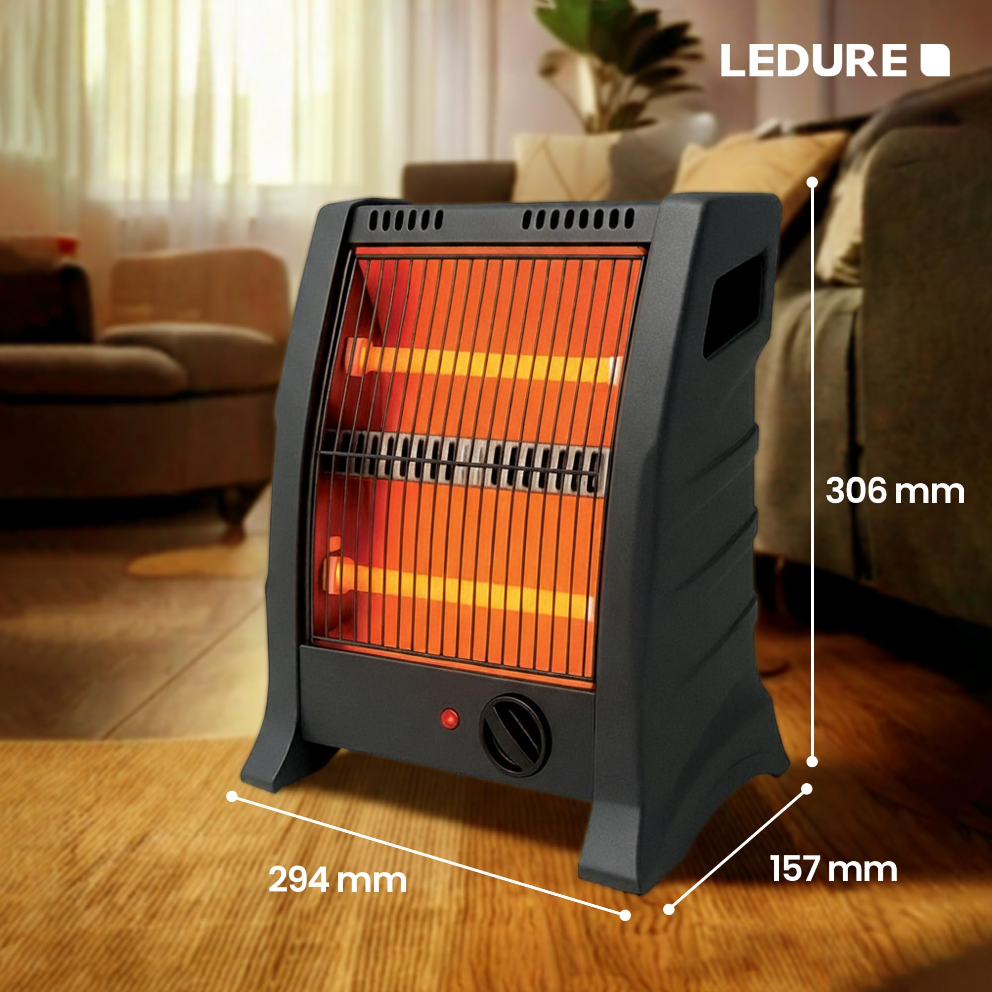 LEDURE Room Heater- 800W | Compact & Powerful Space Heater | Energy Efficient, Low Noise & Durable Design for Bedroom, Living Room, and Office | 1 Year Warranty 1