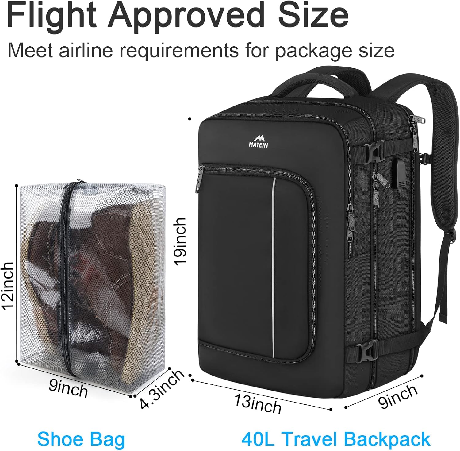 MATEIN Travel Backpack Airline Approved, Underseat Carry on Backpack